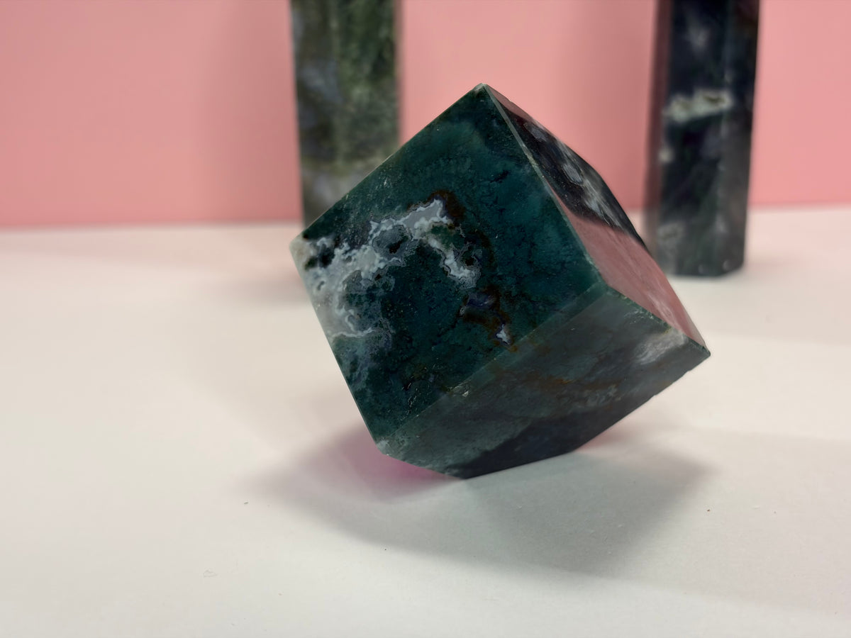 Moss Agate Cube