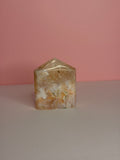Pink Plume Agate Domino Tower - B