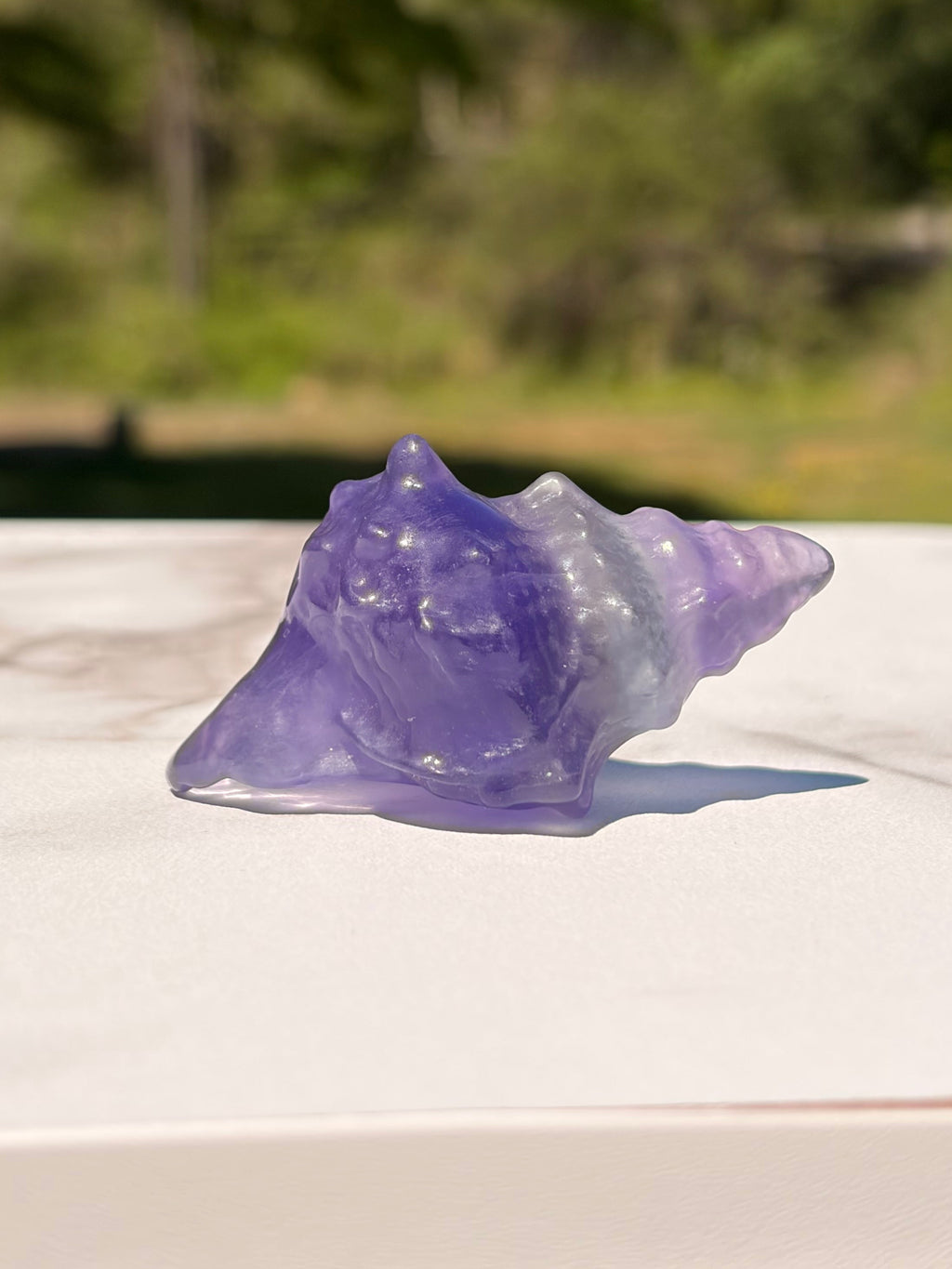 Purple Fluorite Sea Shell Carving