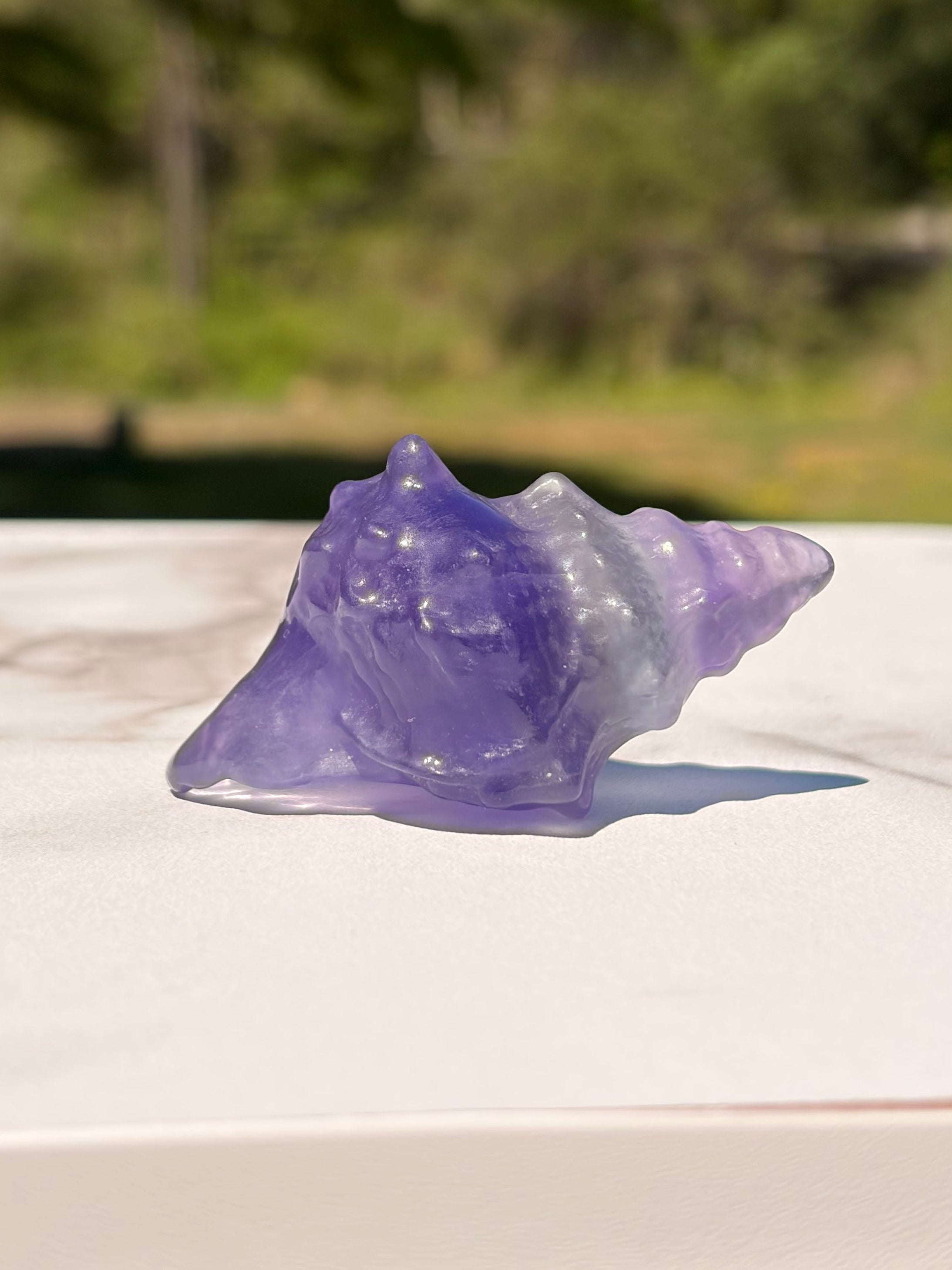 Purple Fluorite Sea Shell Carving