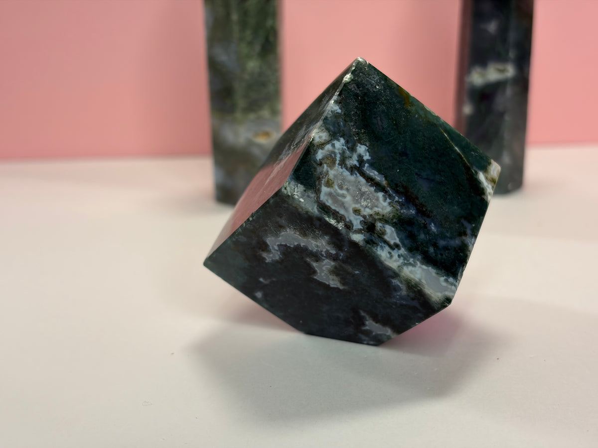 Moss Agate Cube