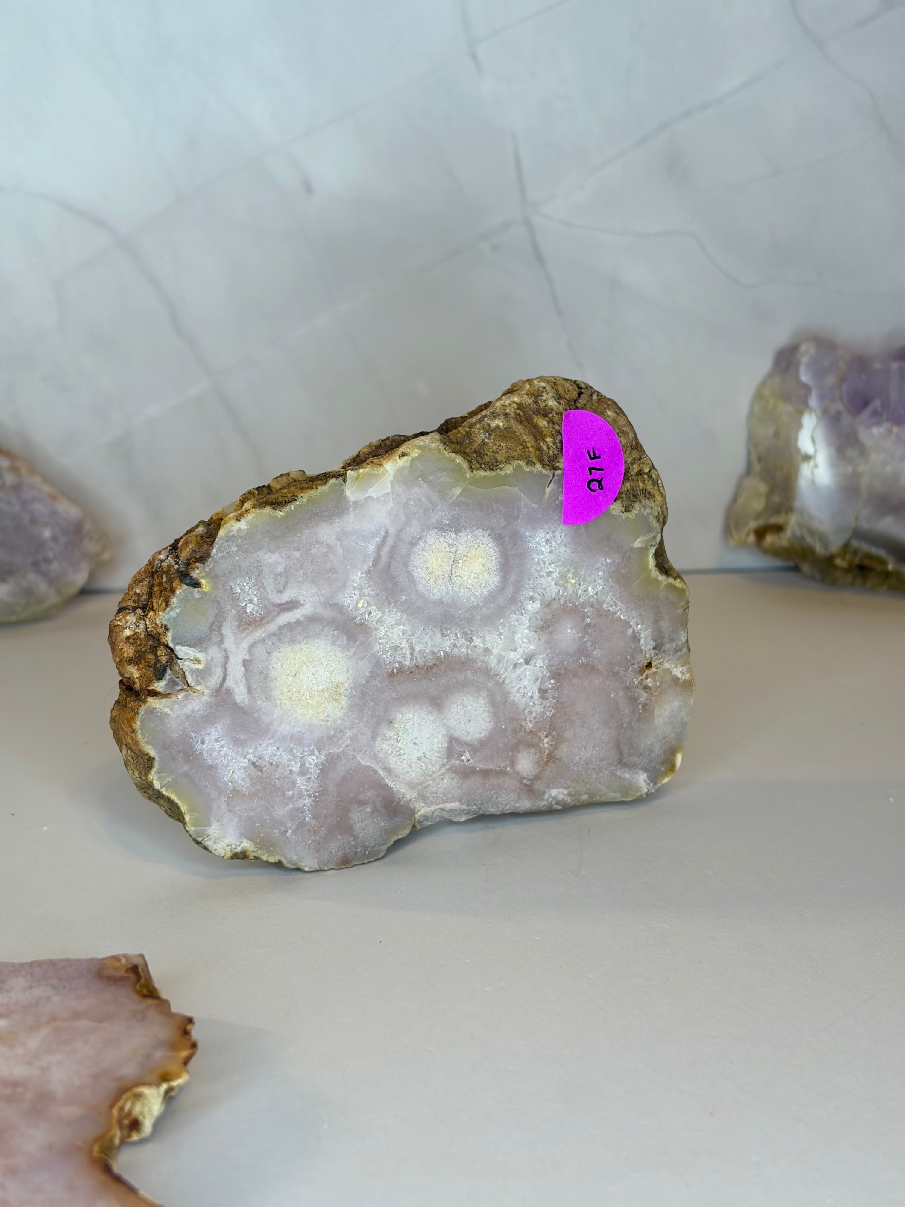 Pink Amethyst Flower Agate Slab - F