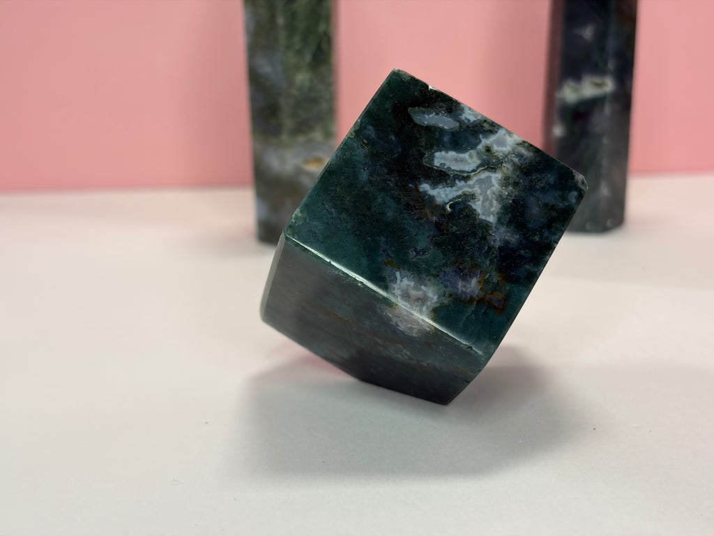 Moss Agate Cube