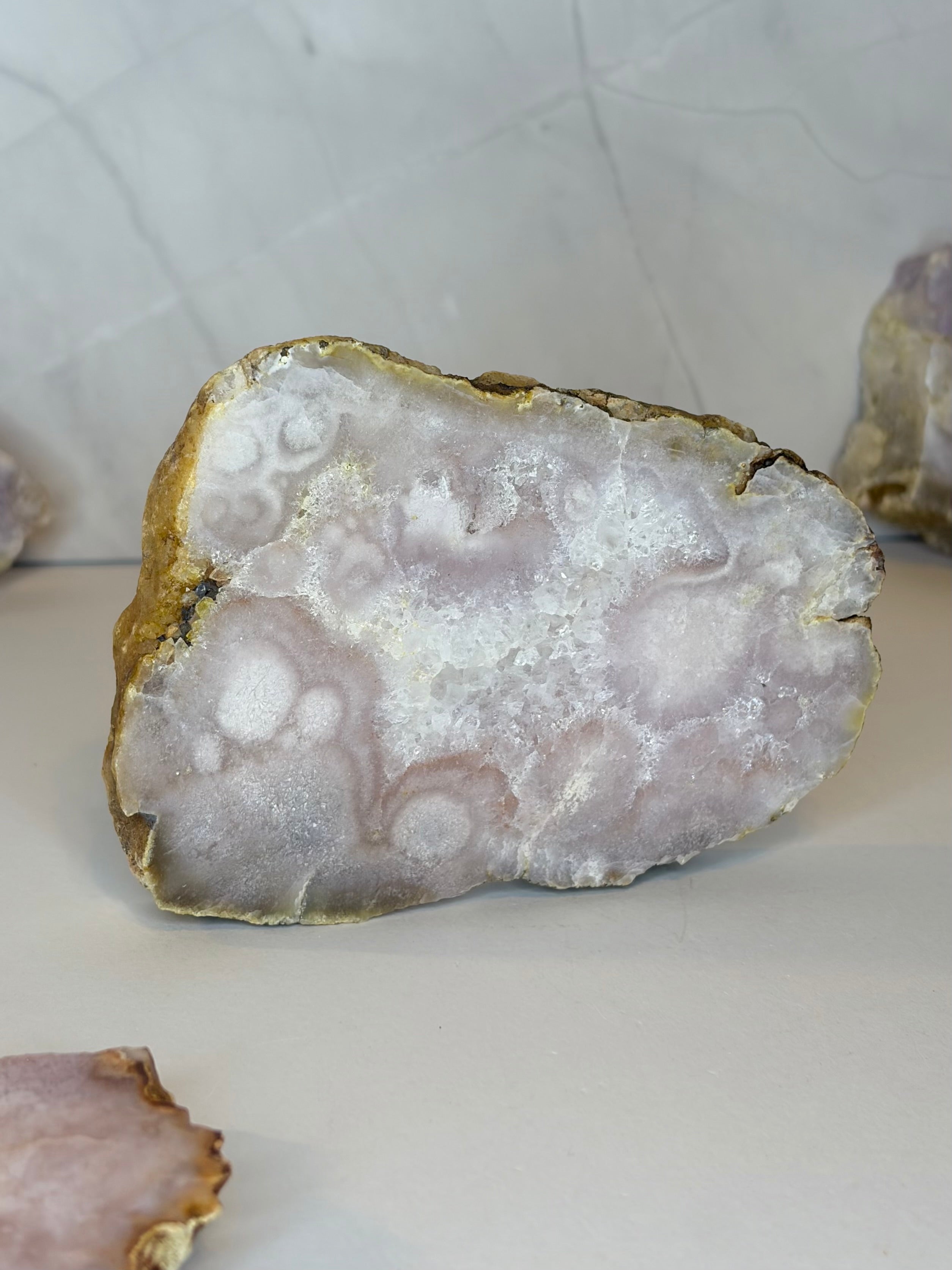 Pink Amethyst Flower Agate Slab - F