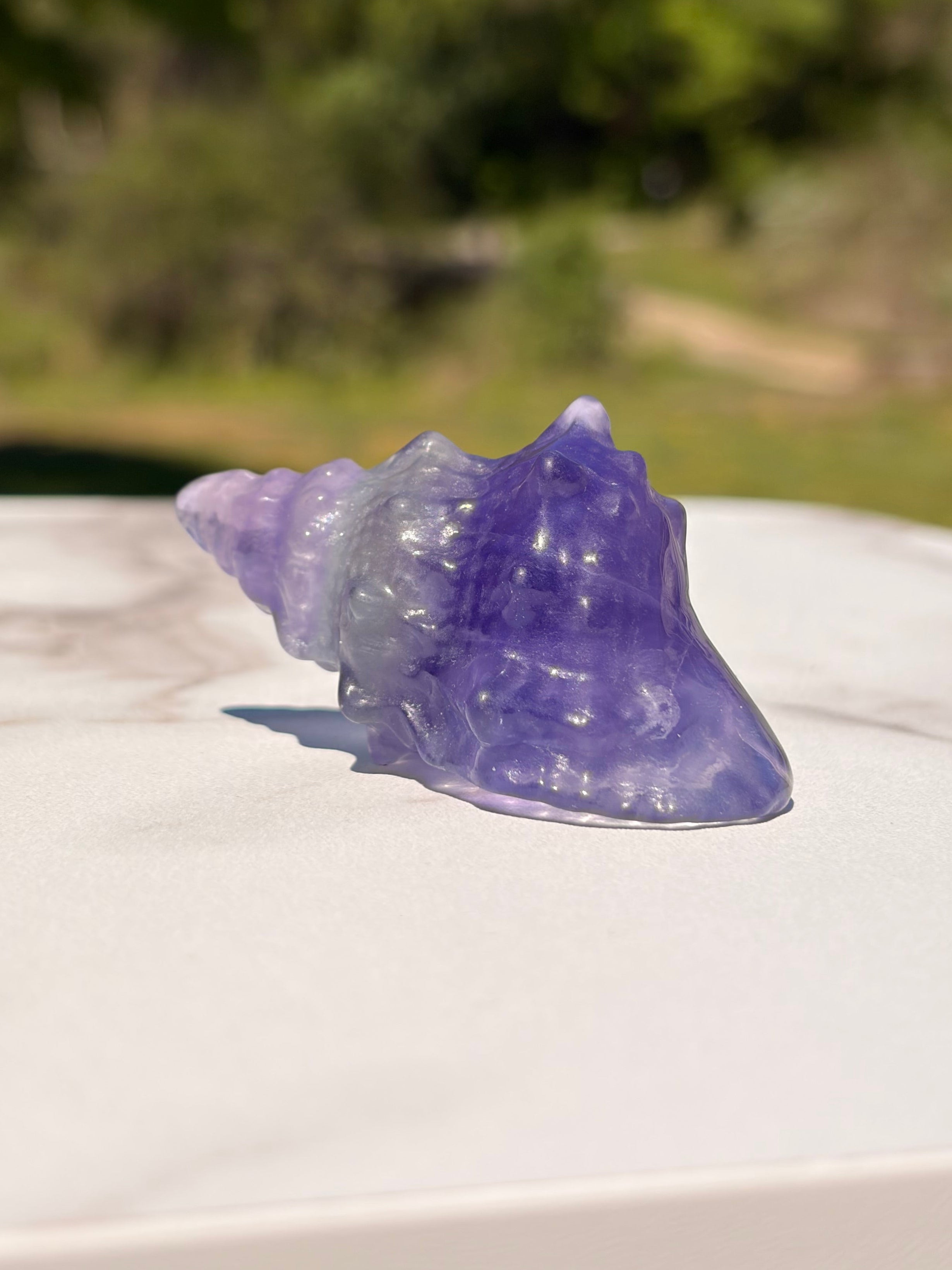 Purple Fluorite Sea Shell Carving