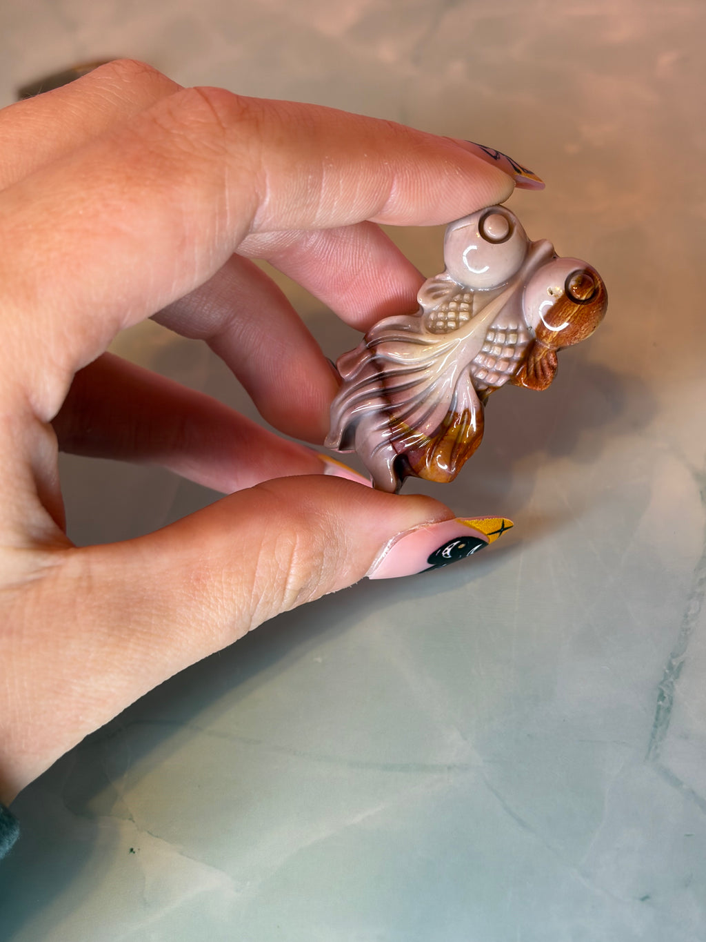 Alashan Agate Fish Carving - imperfect