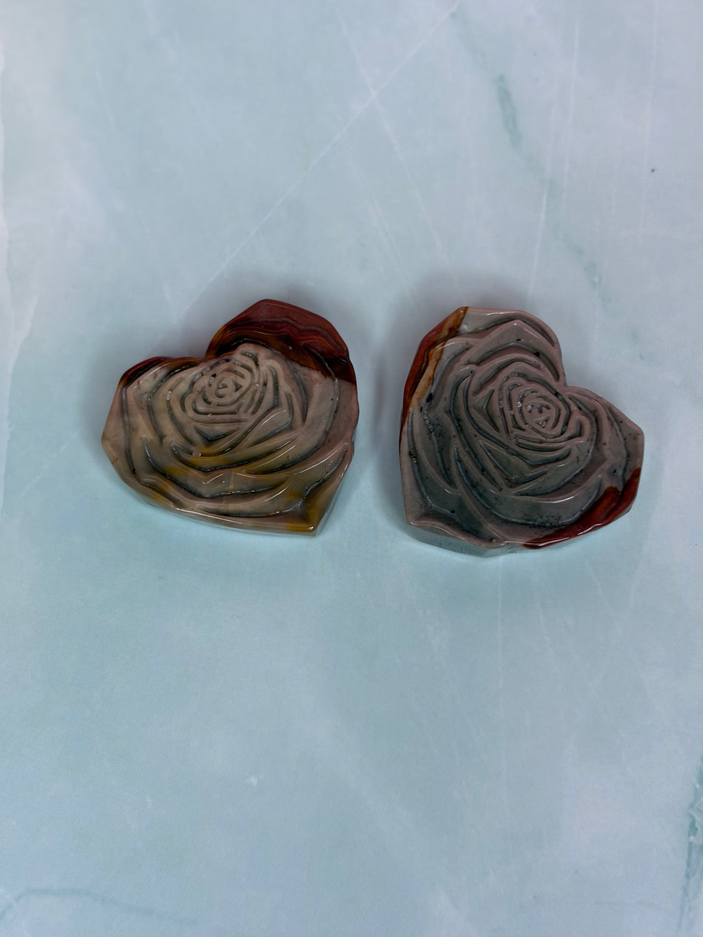 Alashan Agate Rose Heart Carving