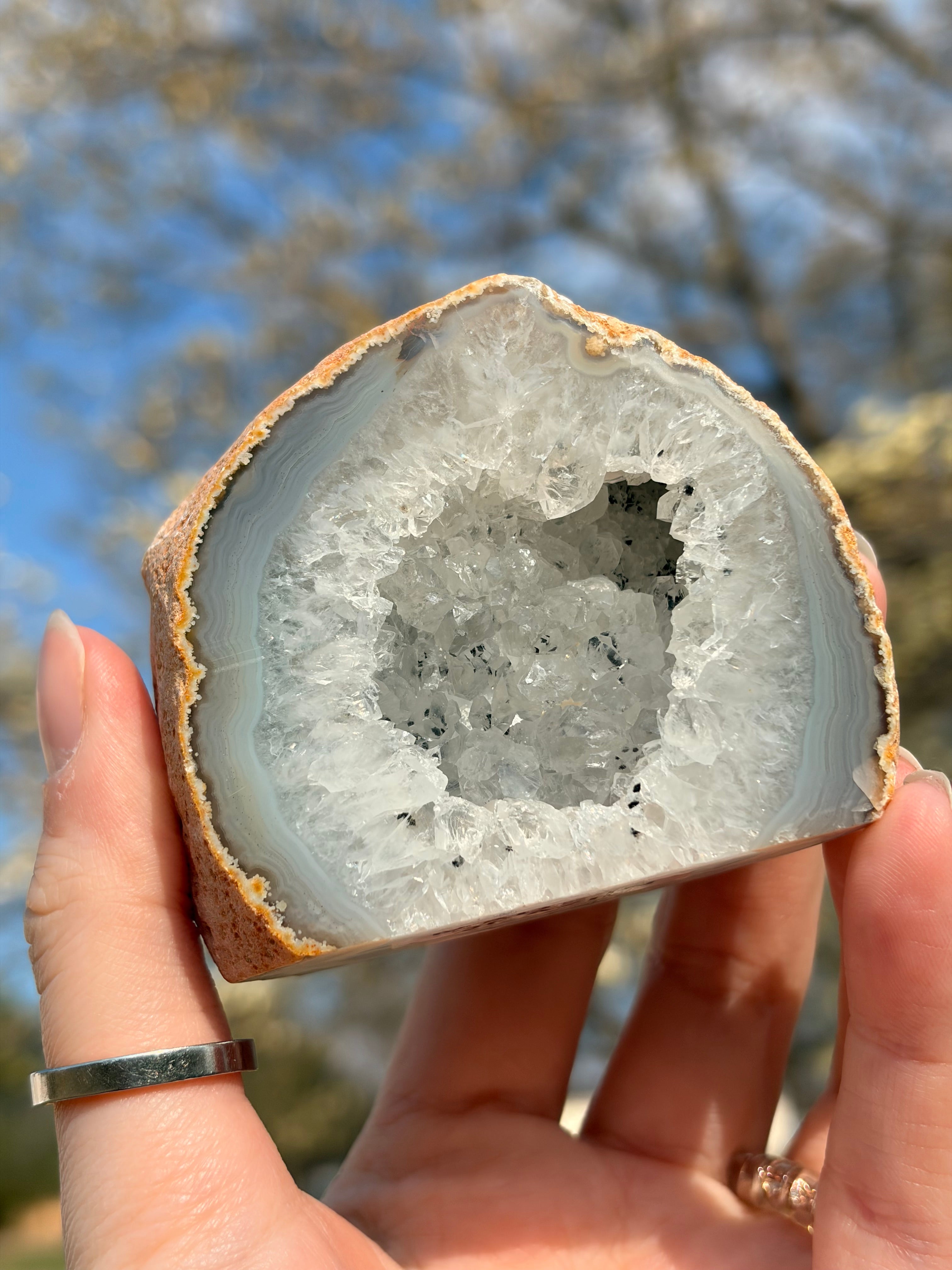 Natural Druzy Agate Geode Cut-Base