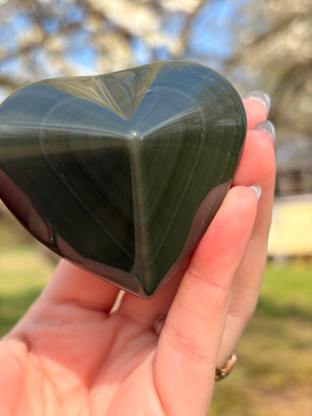 Rainbow Obsidian Heart
