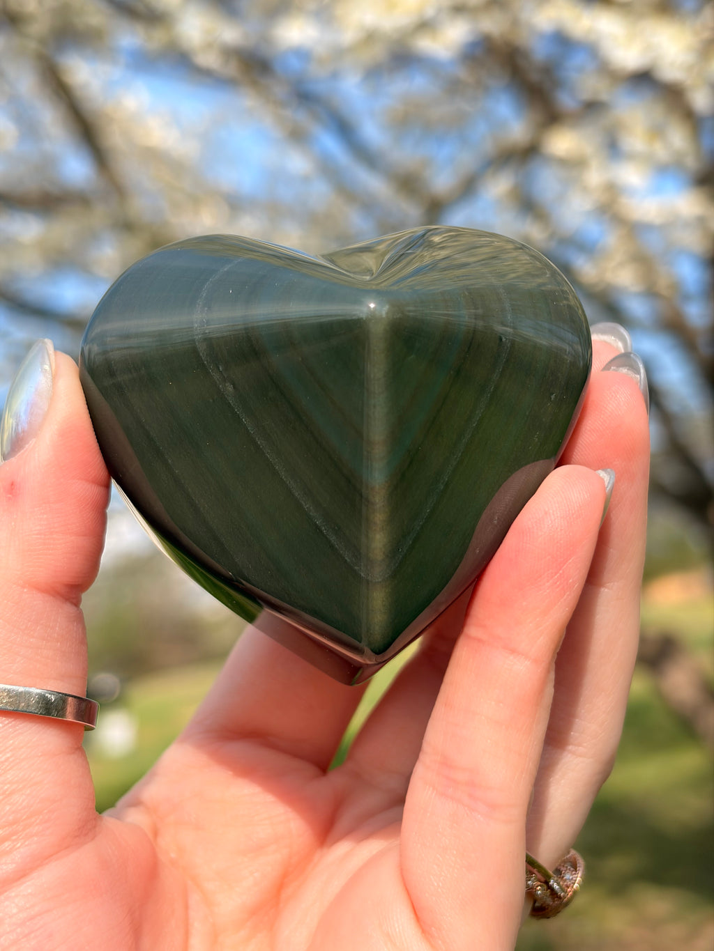 Rainbow Obsidian Heart