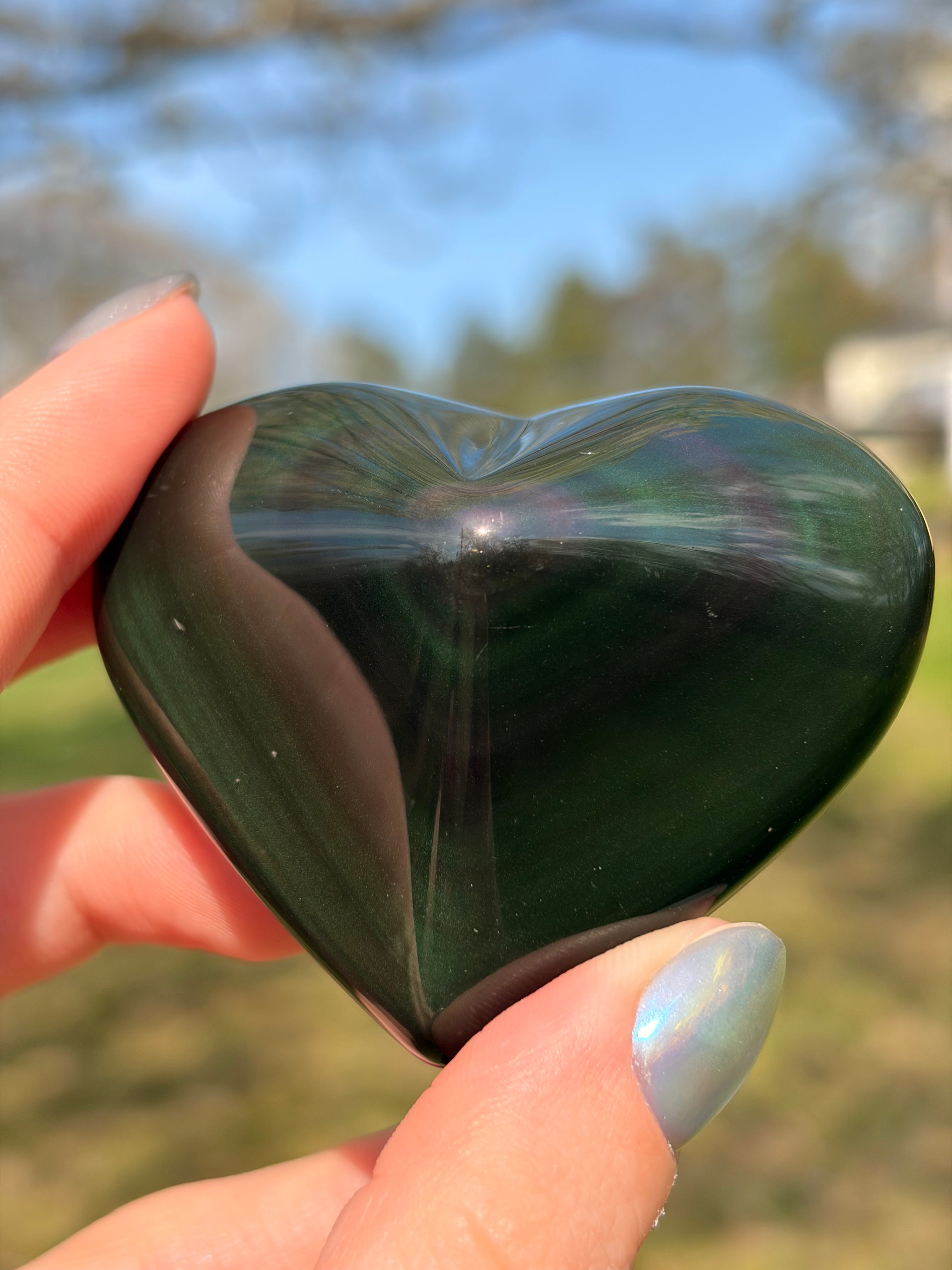 Rainbow Obsidian Heart