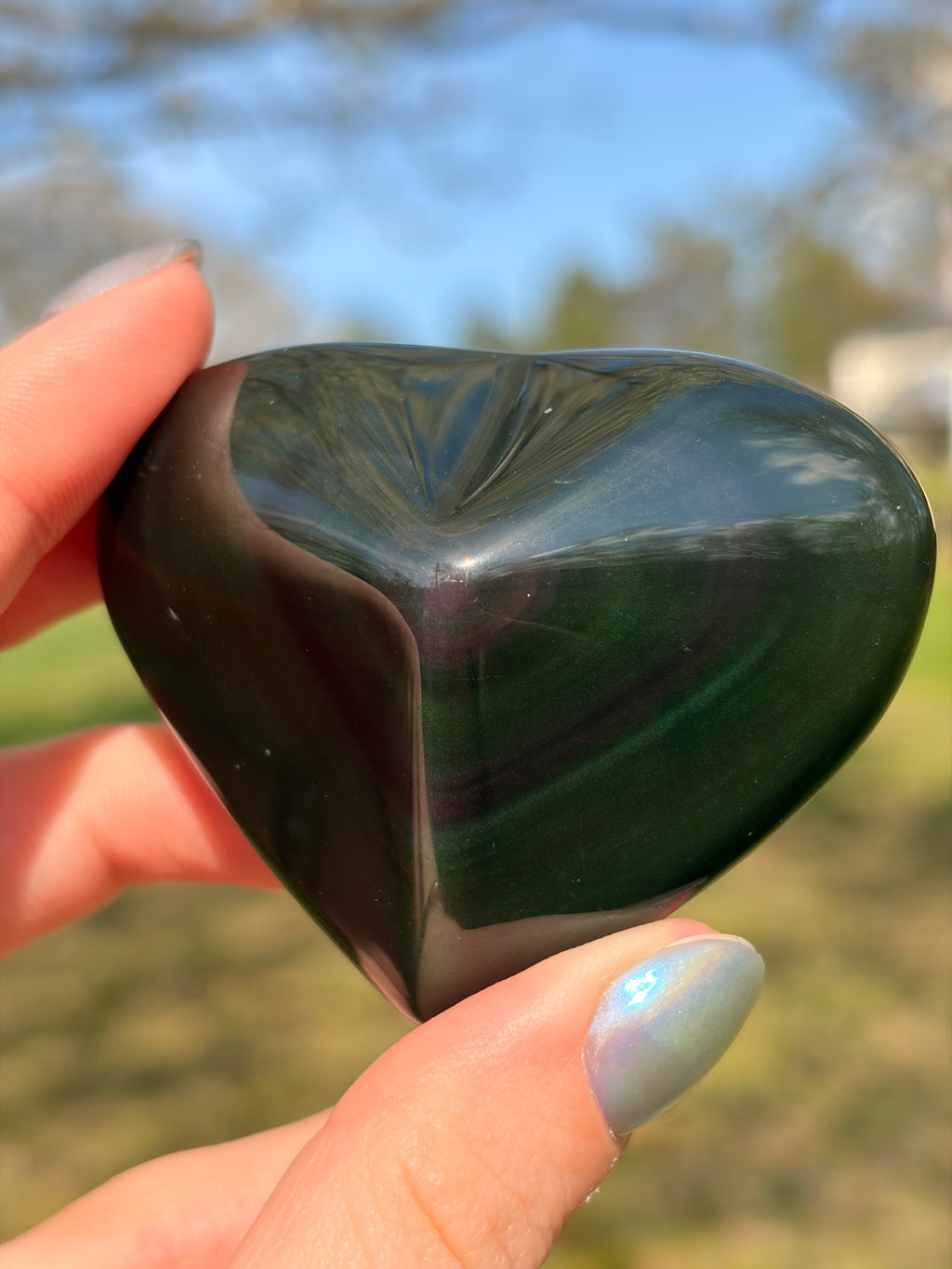 Rainbow Obsidian Heart