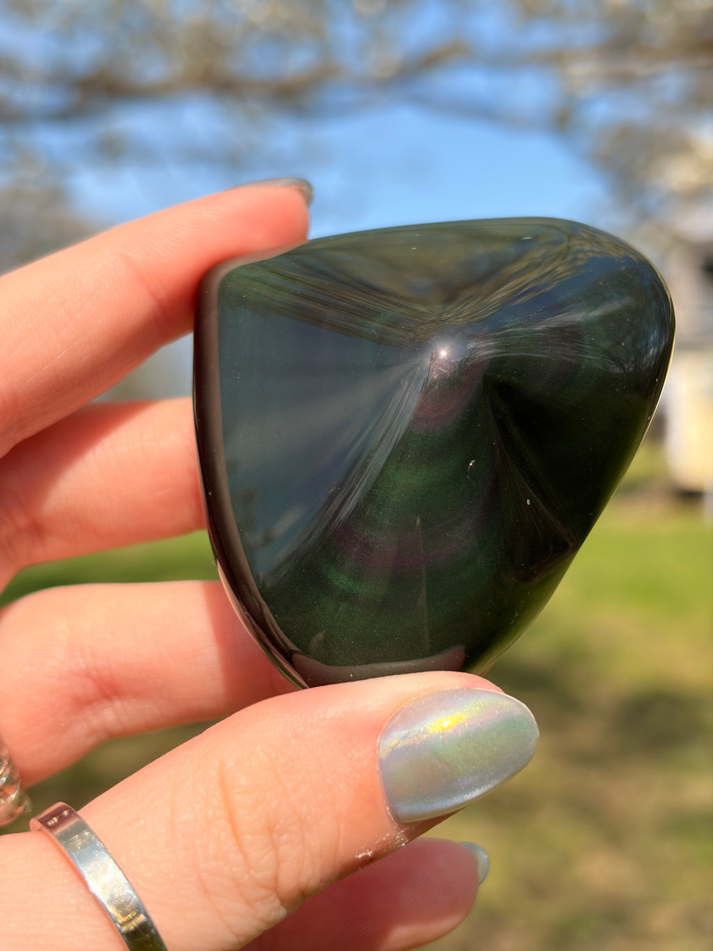 Rainbow Obsidian Heart
