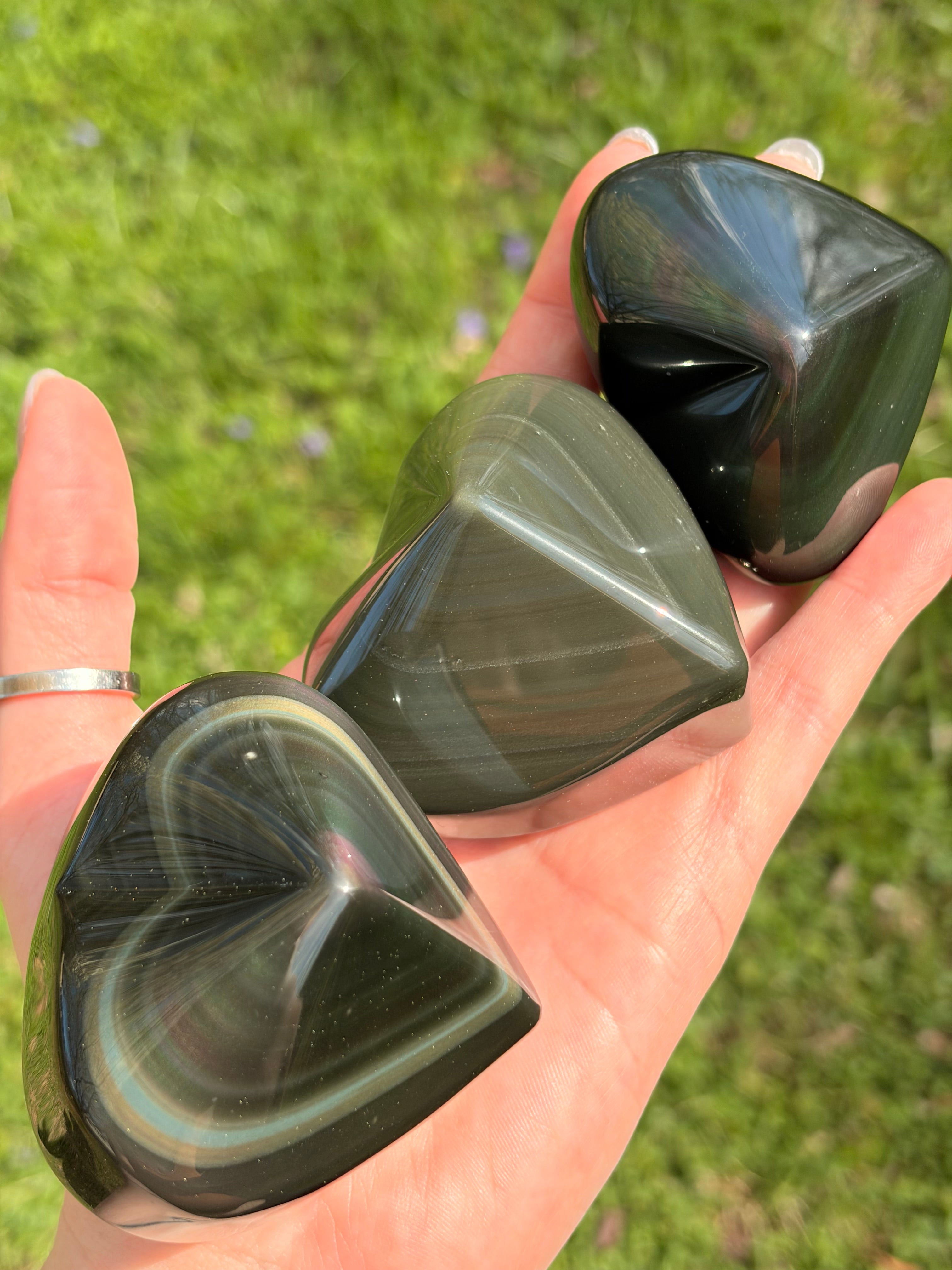 Rainbow Obsidian Heart