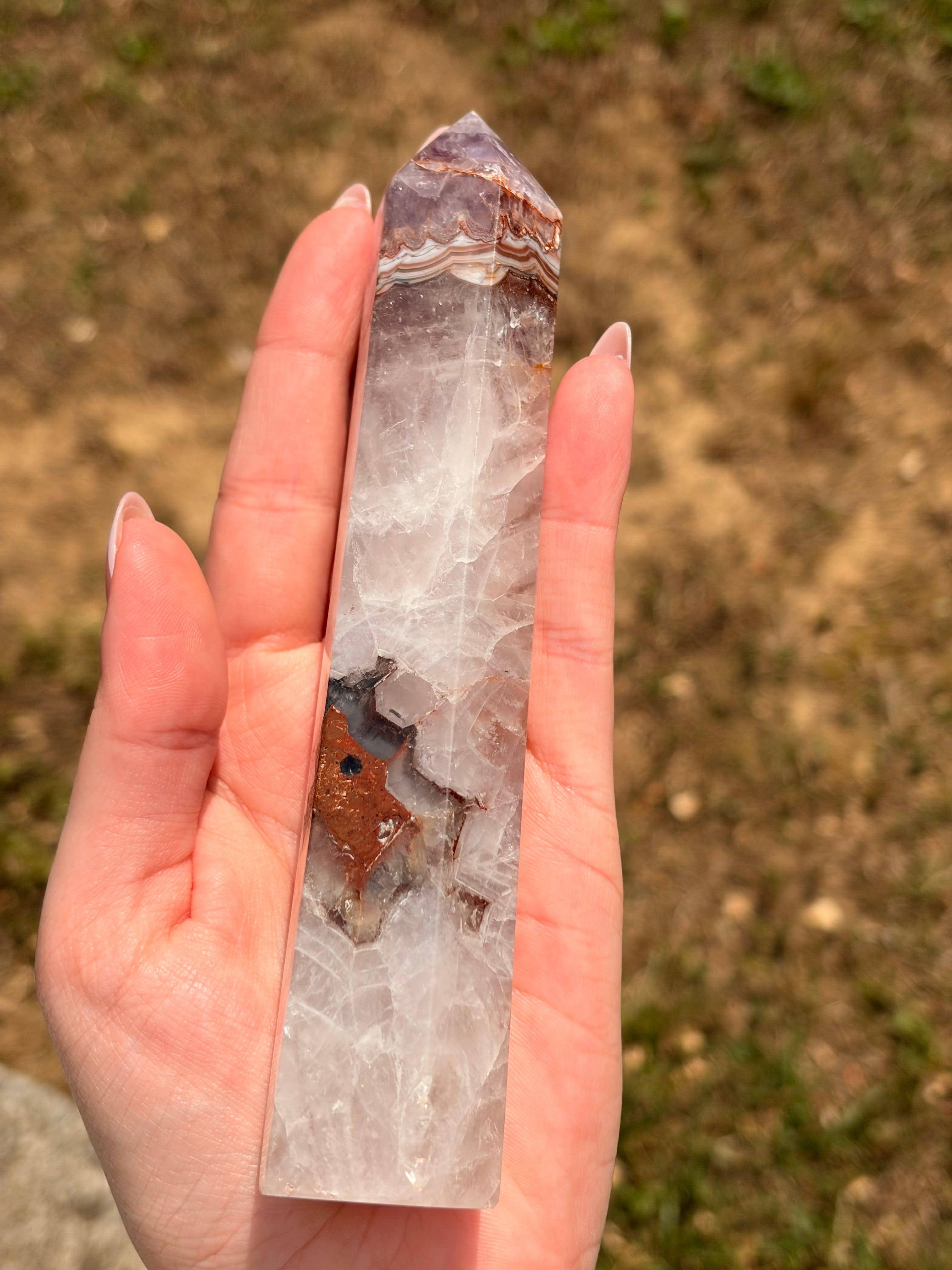 Amethyst & Crazy Lace Agate Tower