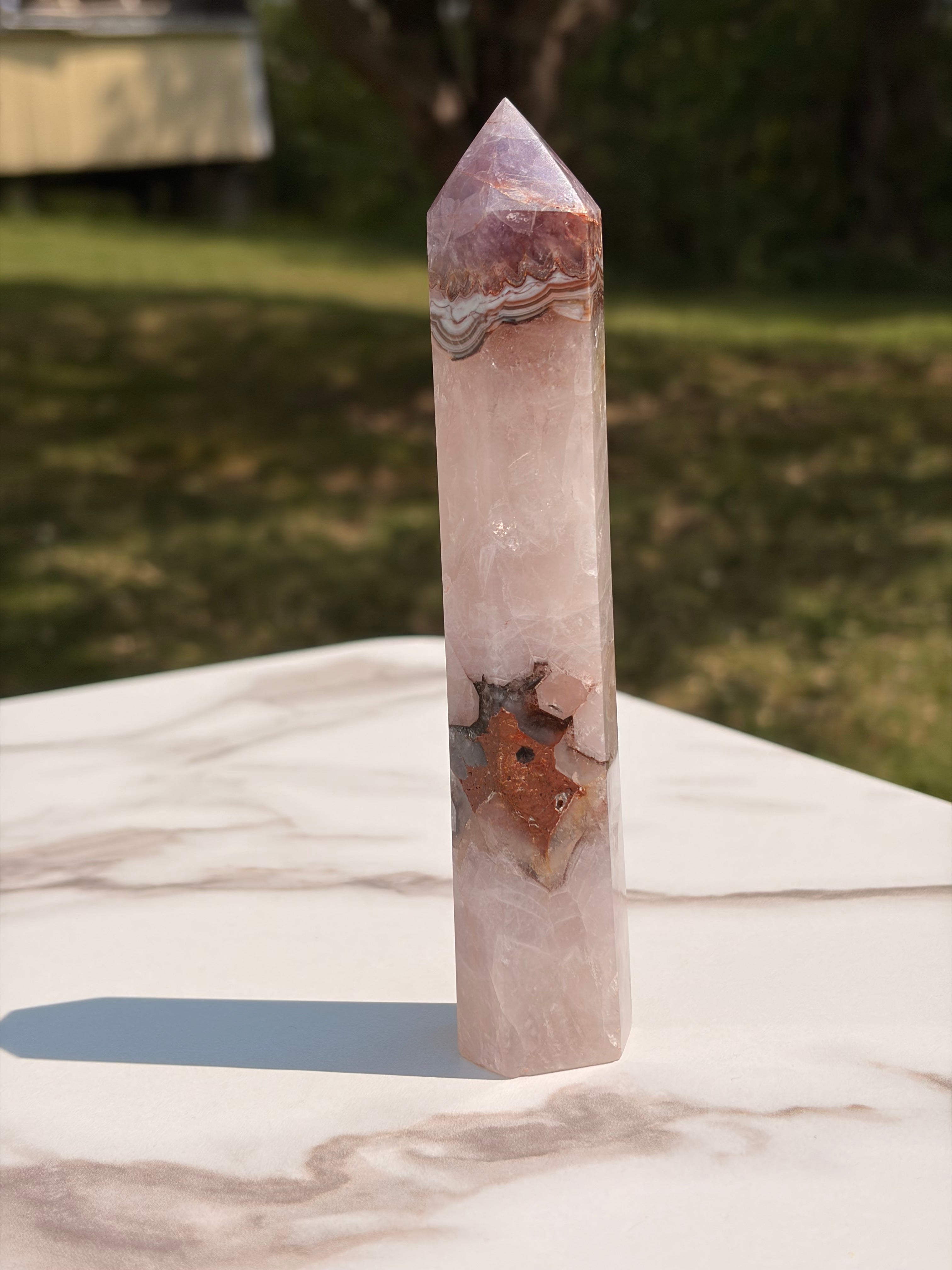 Amethyst & Crazy Lace Agate Tower