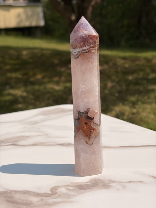 Amethyst & Crazy Lace Agate Tower