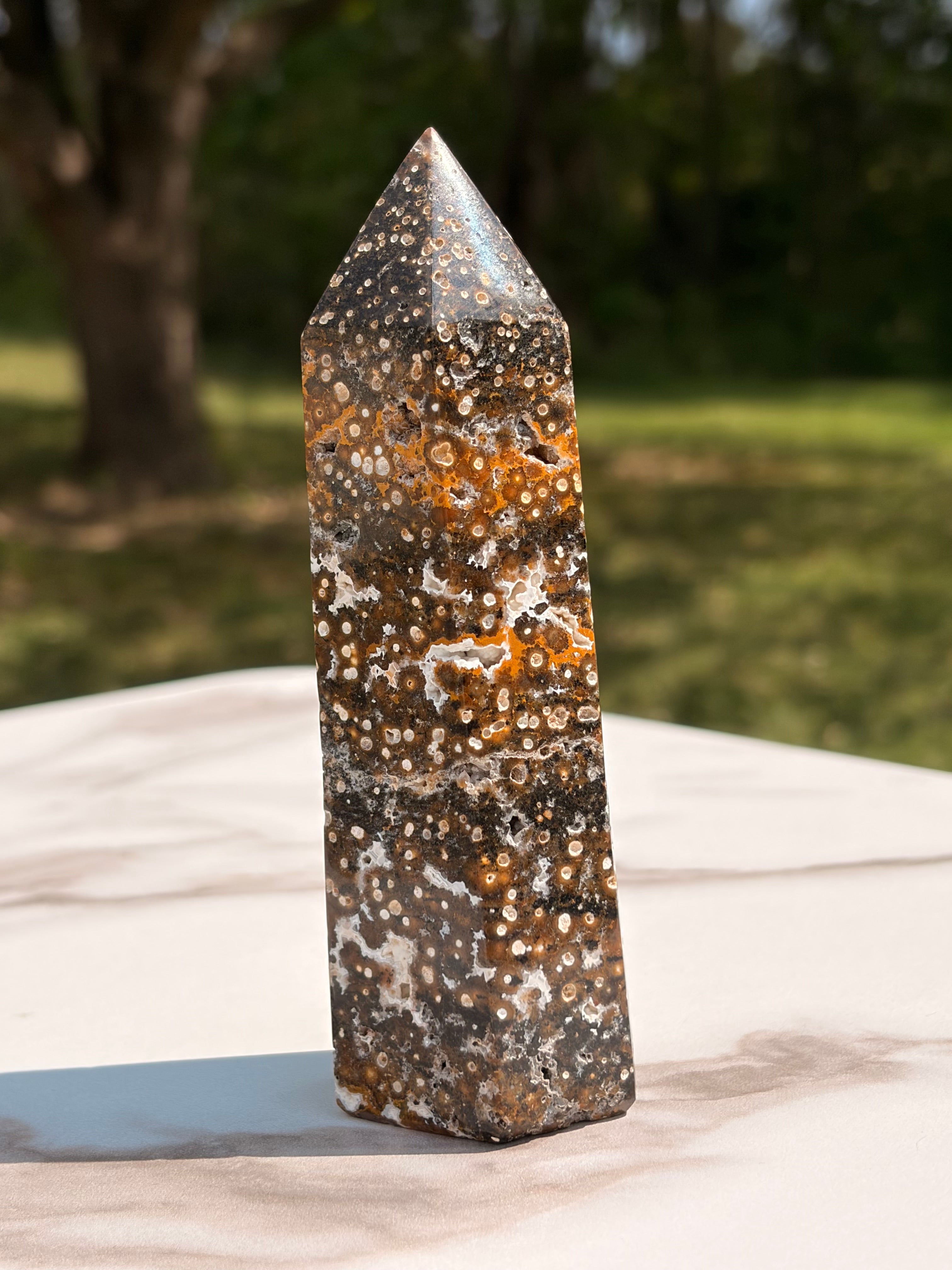 Orbicular Ocean Jasper Tower – Natural Earth Tones