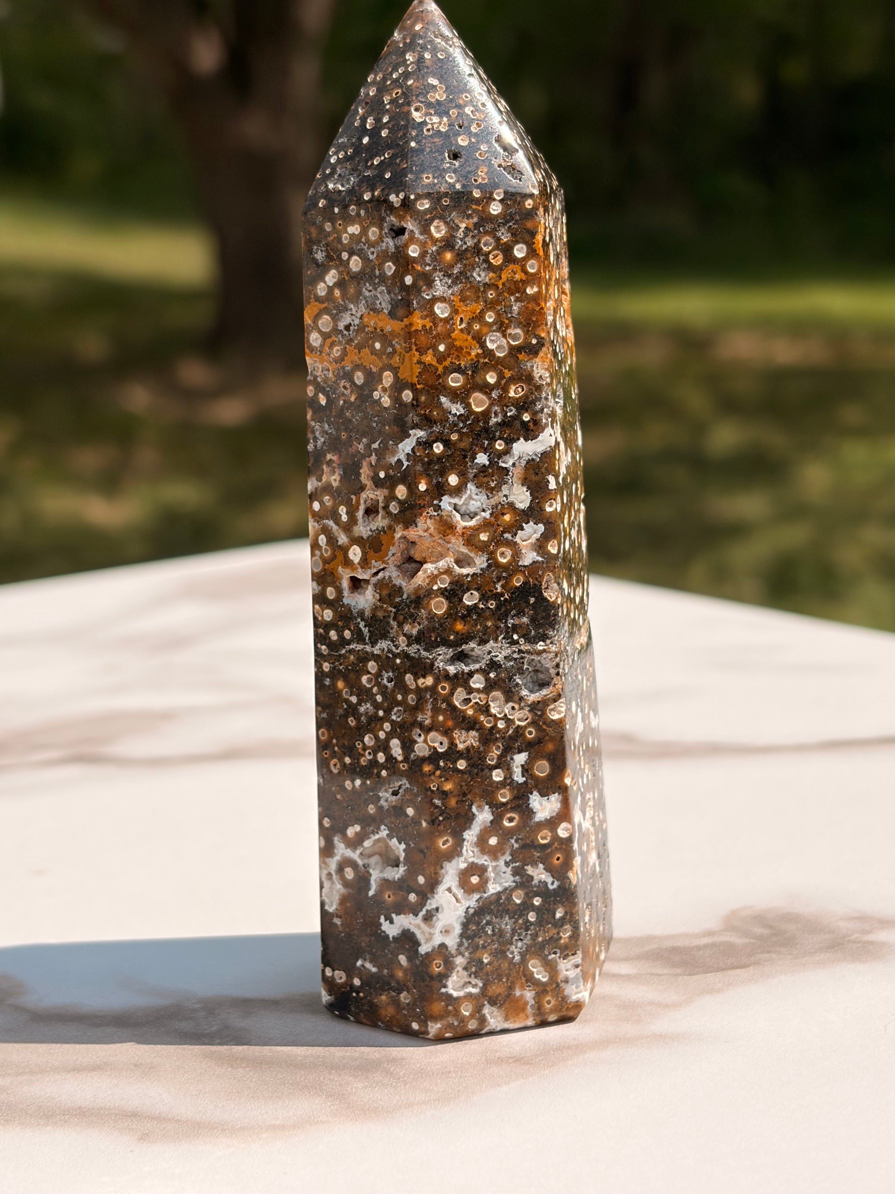 Orbicular Ocean Jasper Tower – Natural Earth Tones