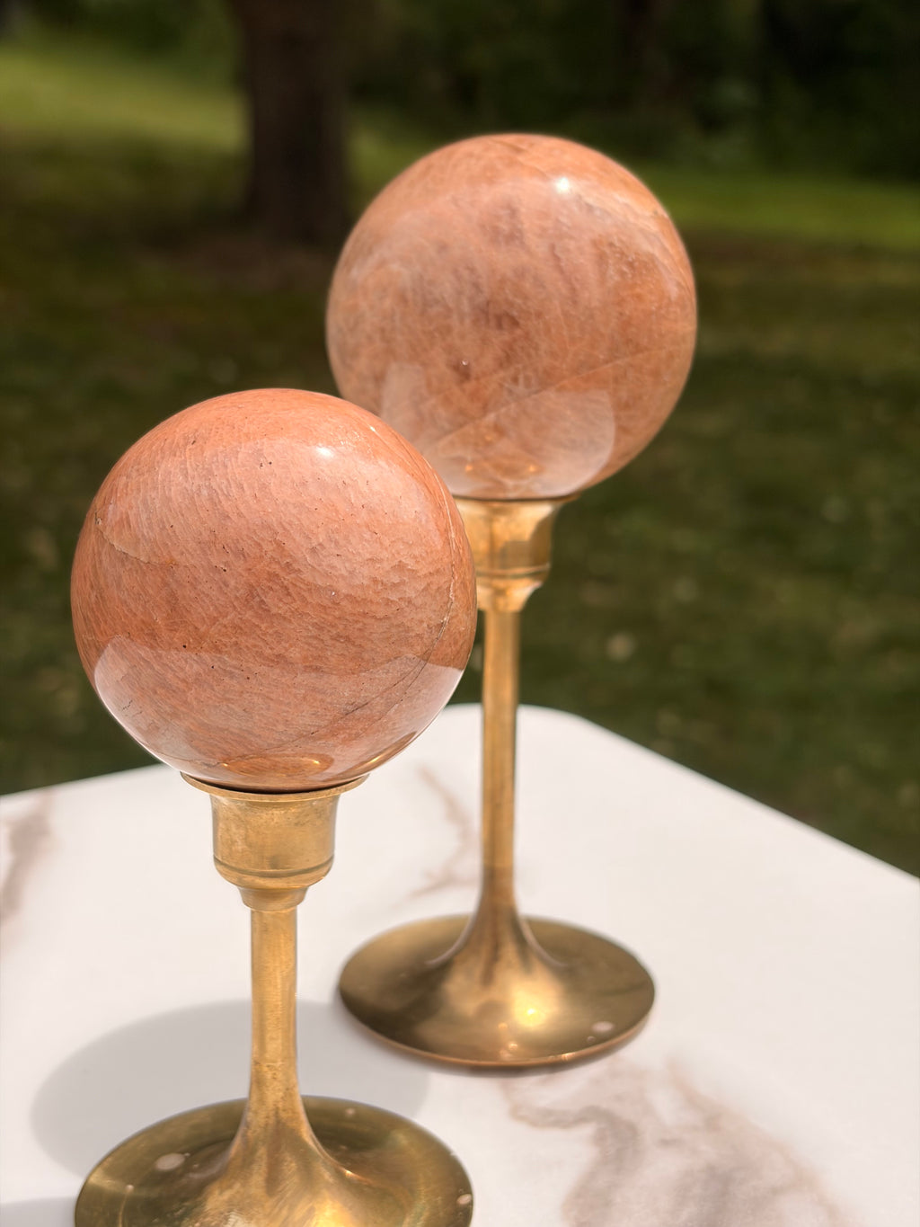 Peach Moonstone Spheres