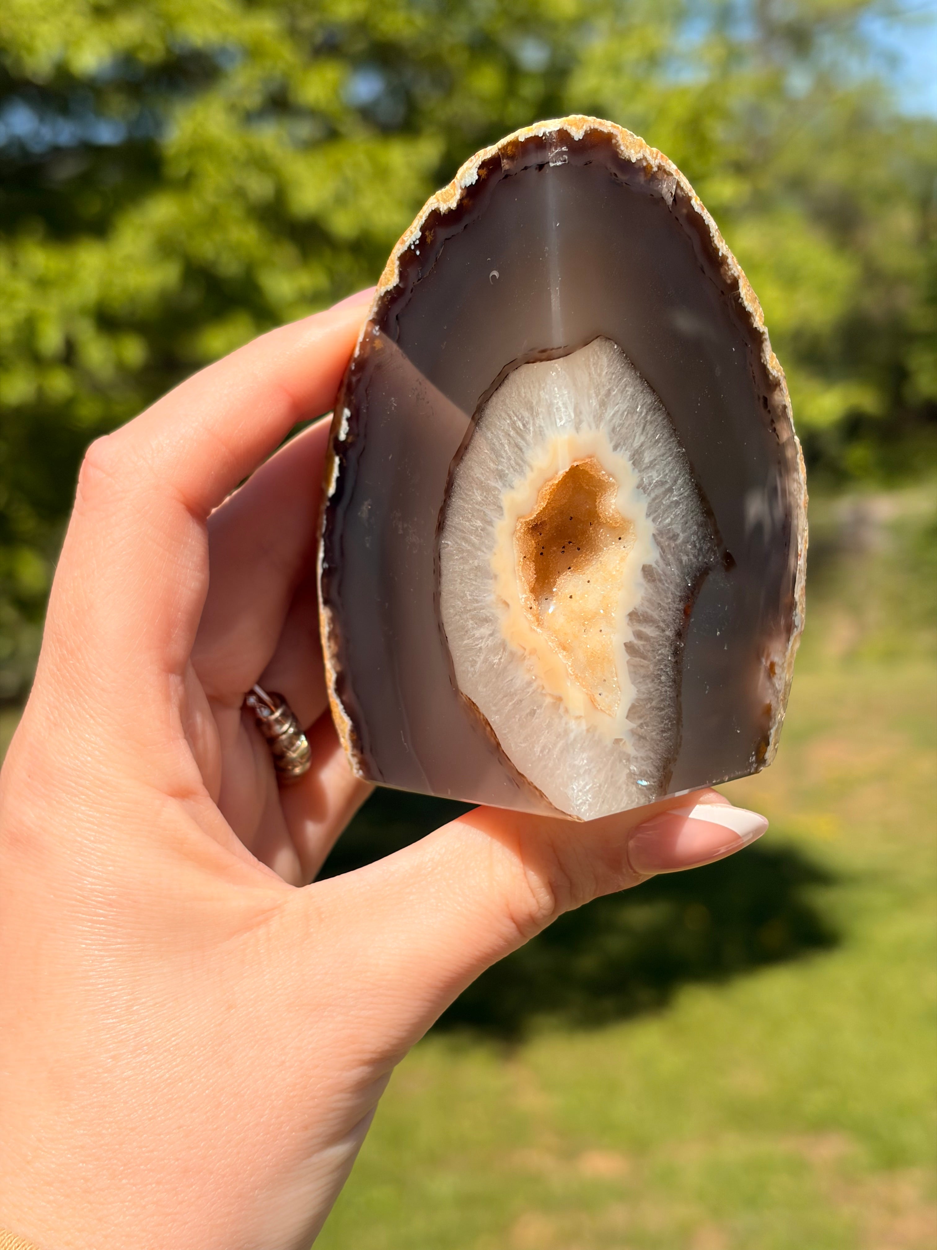 Natural Druzy Agate Geode Cut-Base