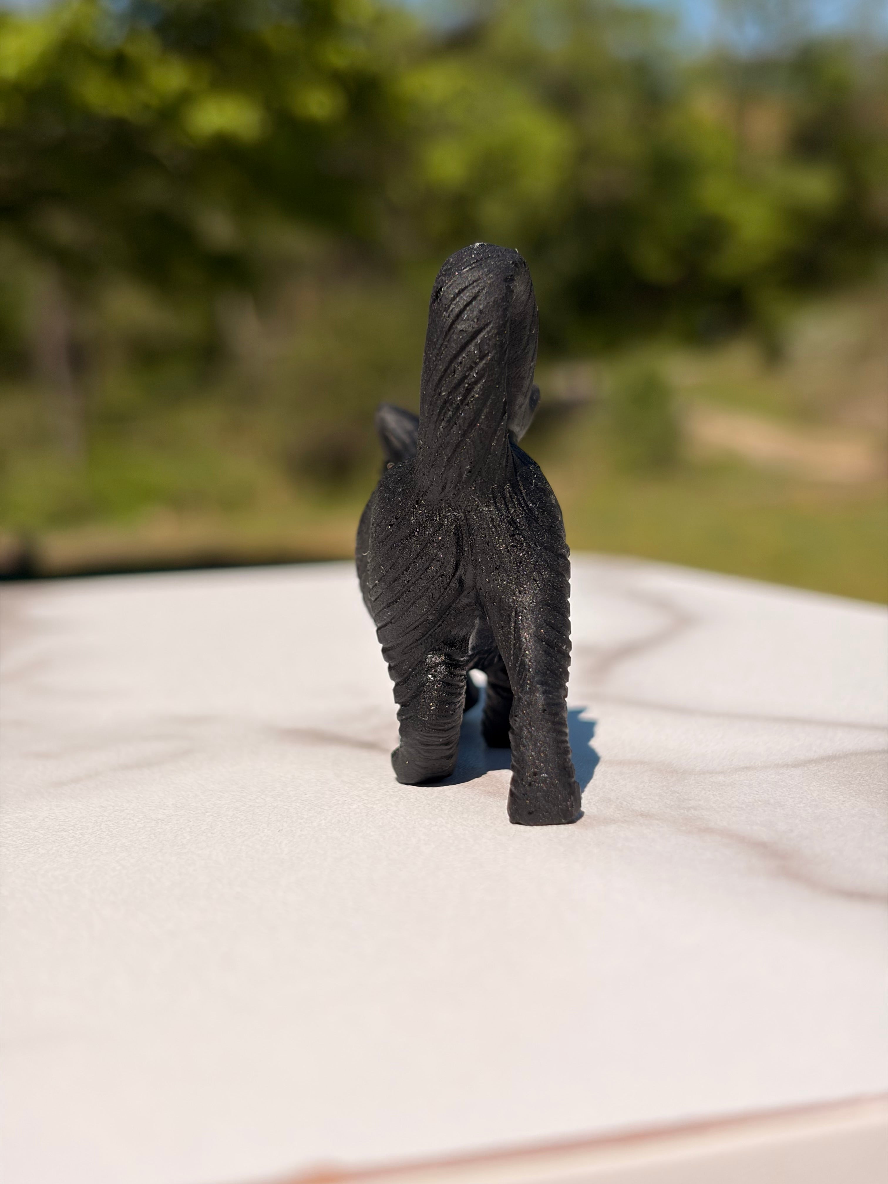 Black Obsidian Cat Carving