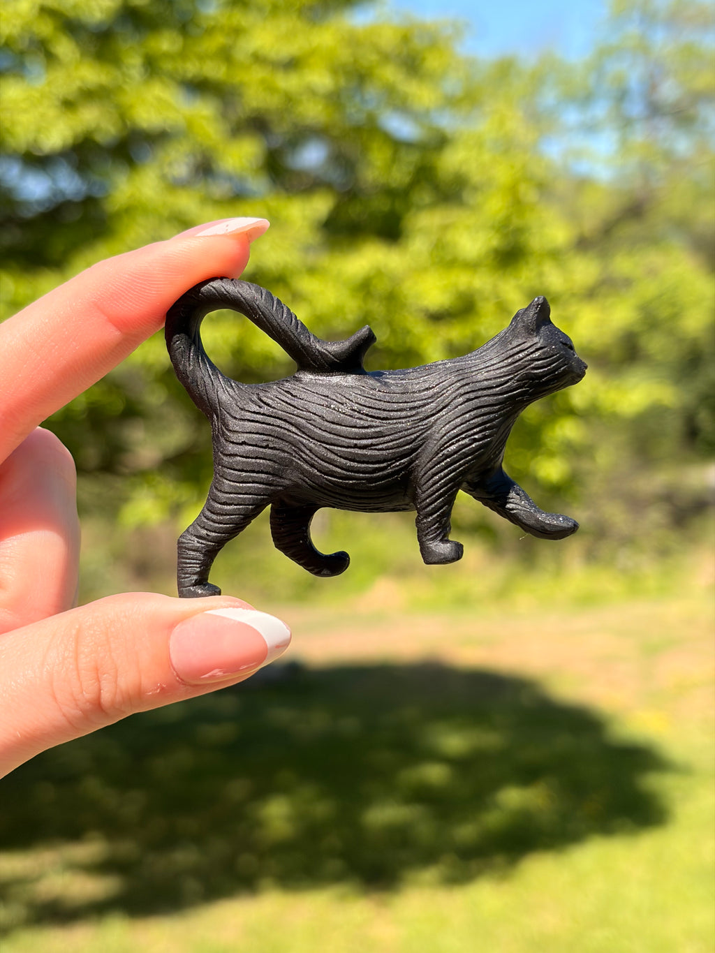 Black Obsidian Cat Carving