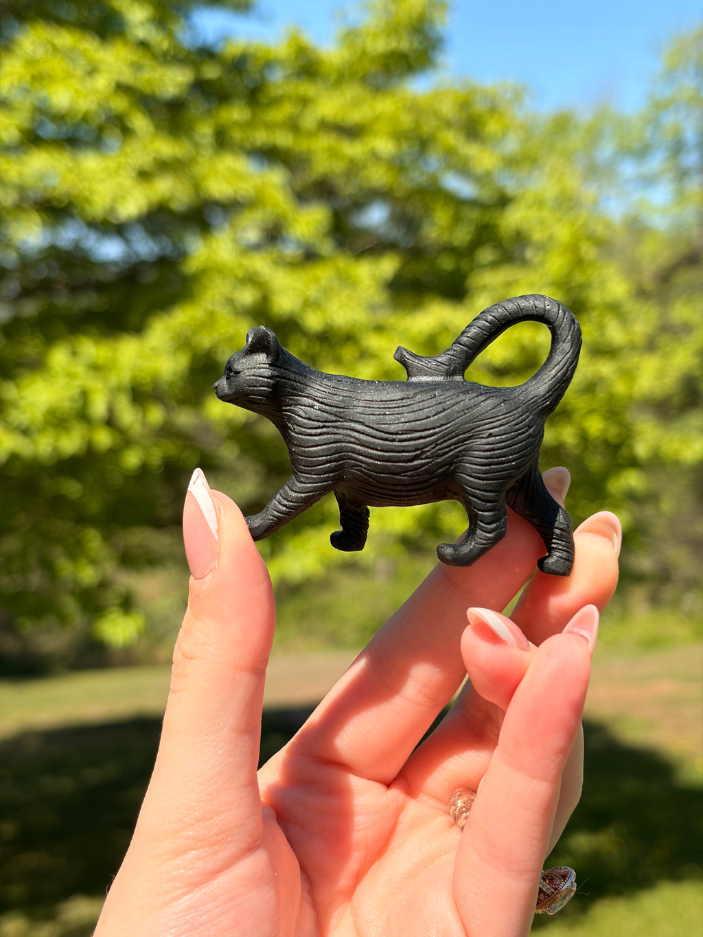 Black Obsidian Cat Carving
