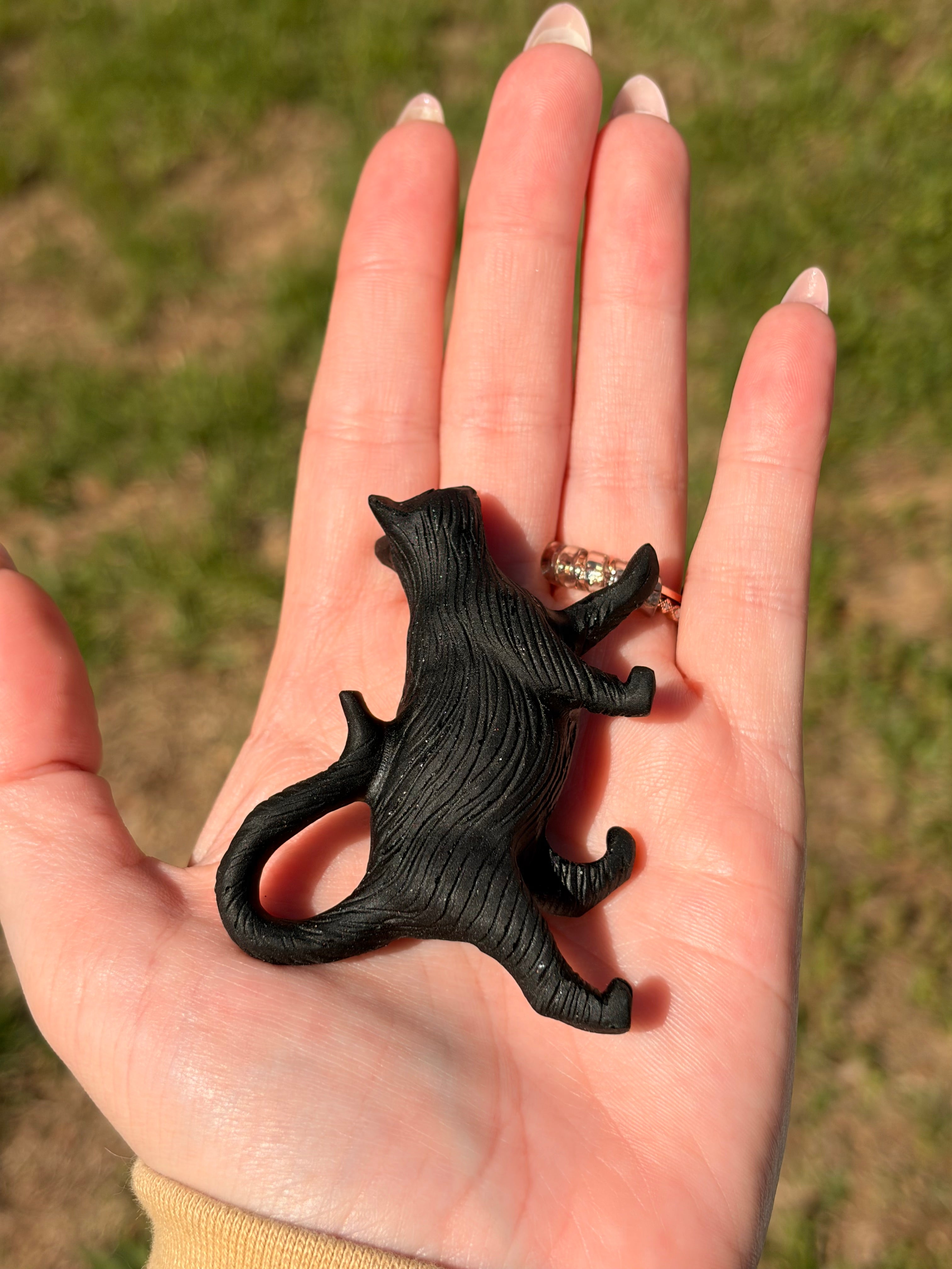 Black Obsidian Cat Carving