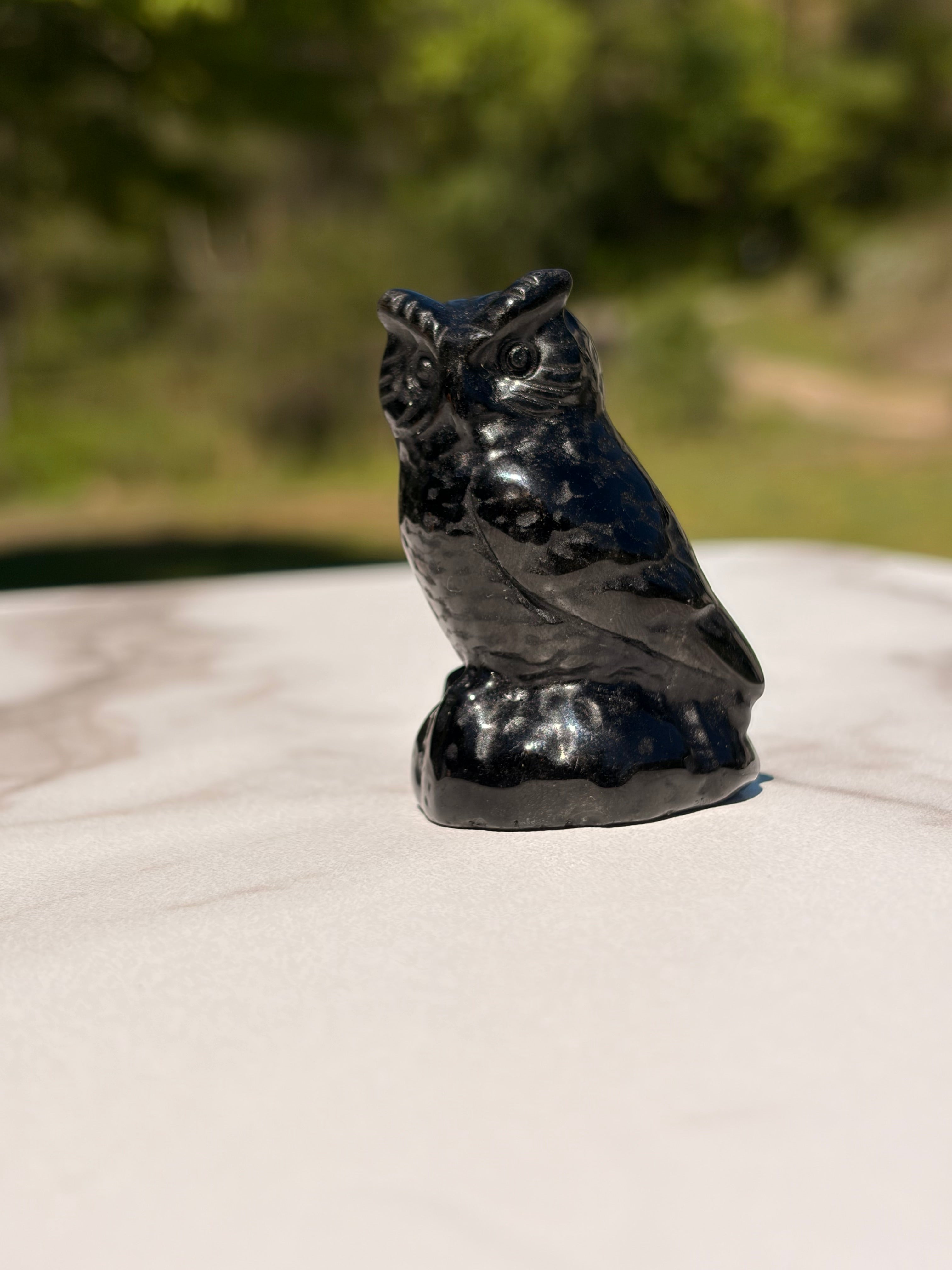 Black Obsidian Owl Carving
