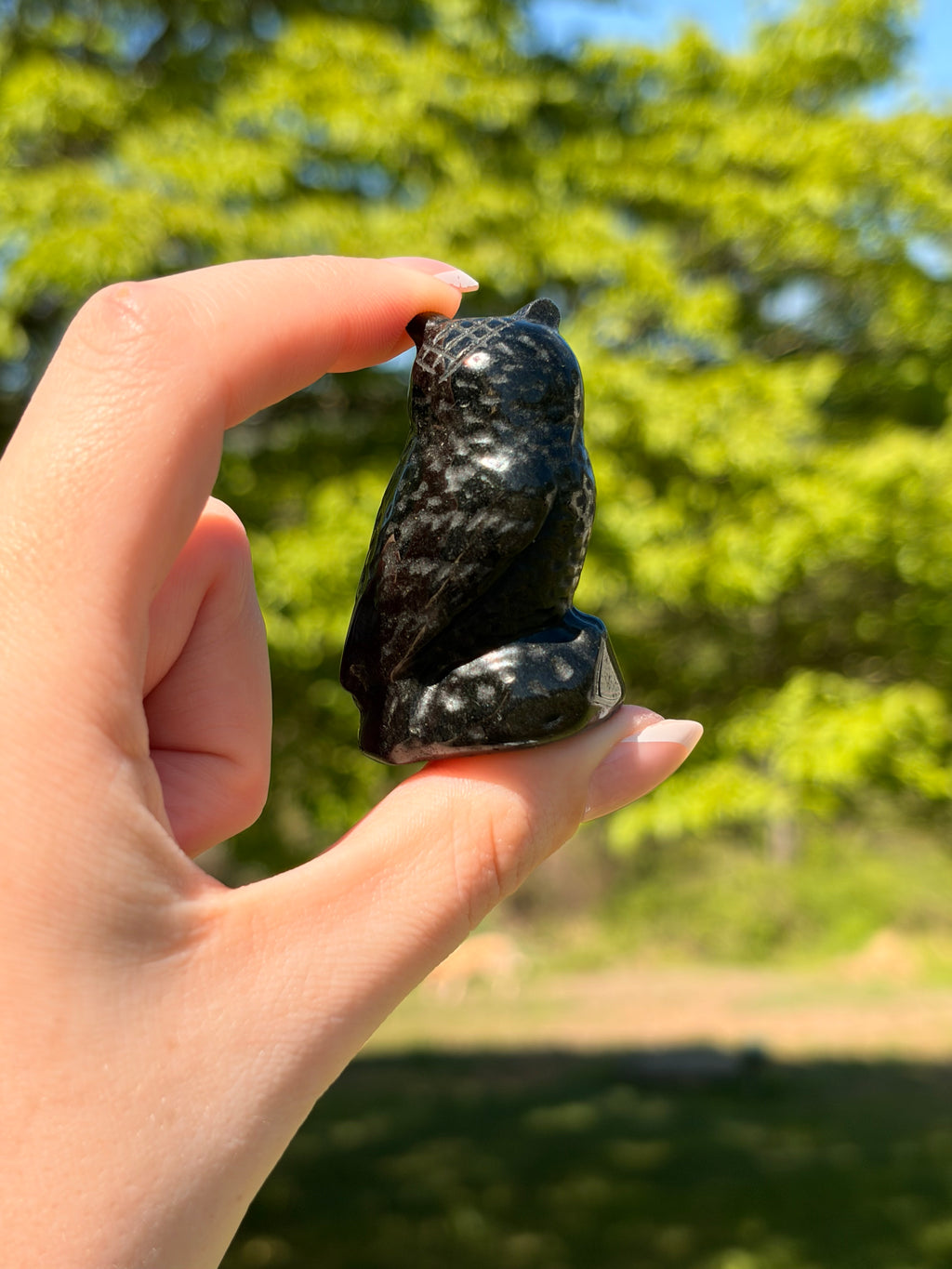 Black Obsidian Owl Carving