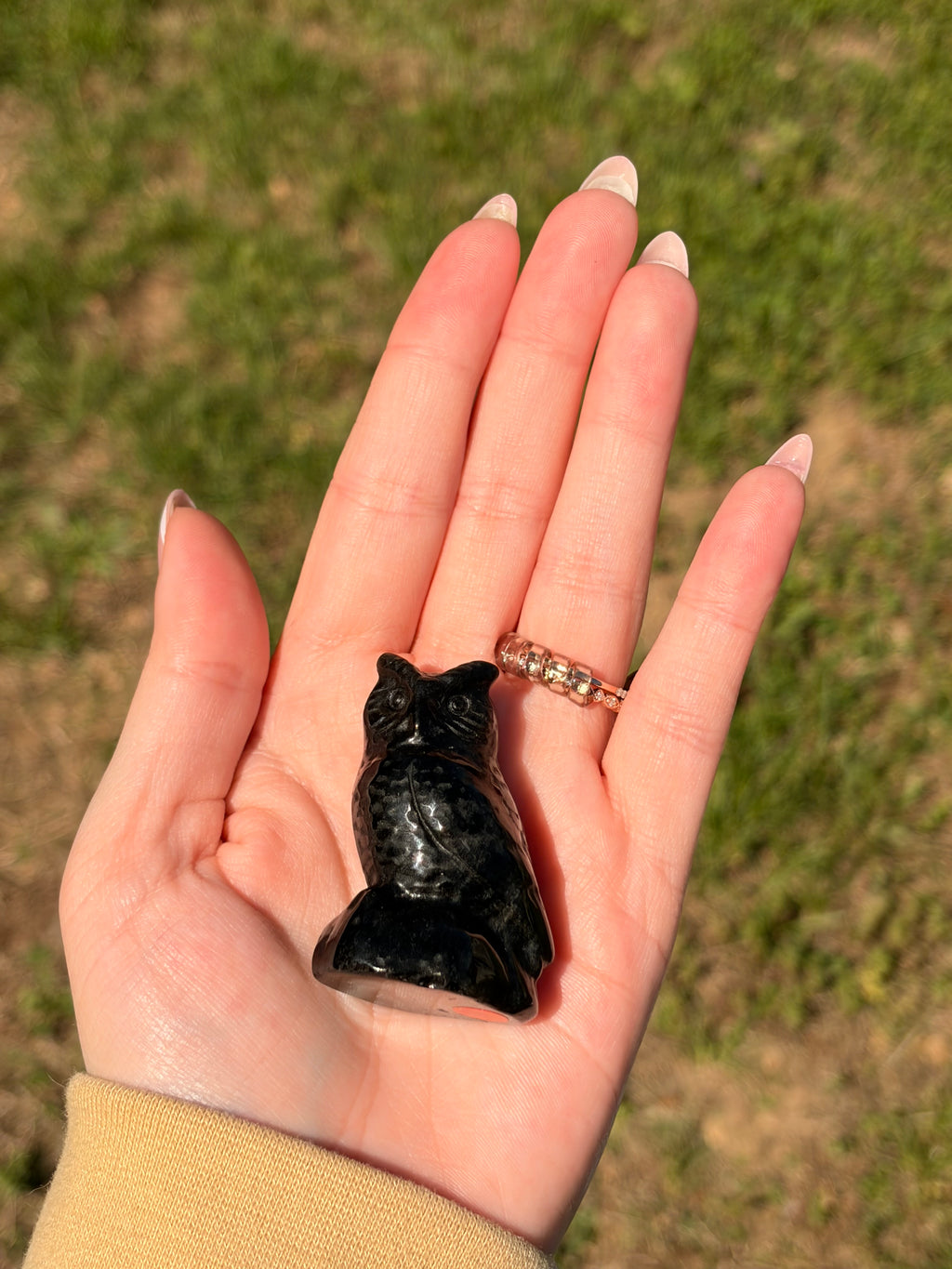 Black Obsidian Owl Carving