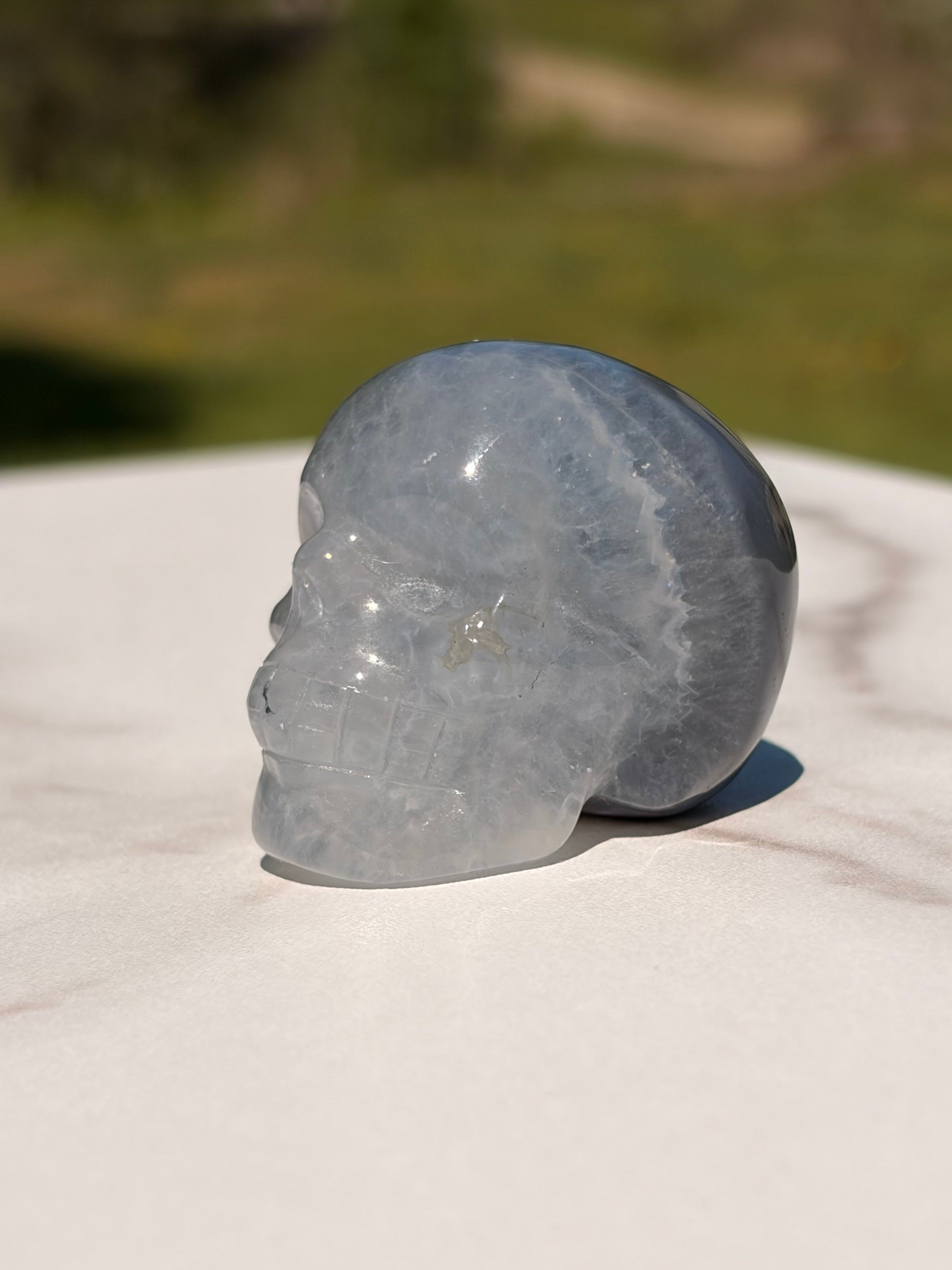Volcano Agate Skull Carving