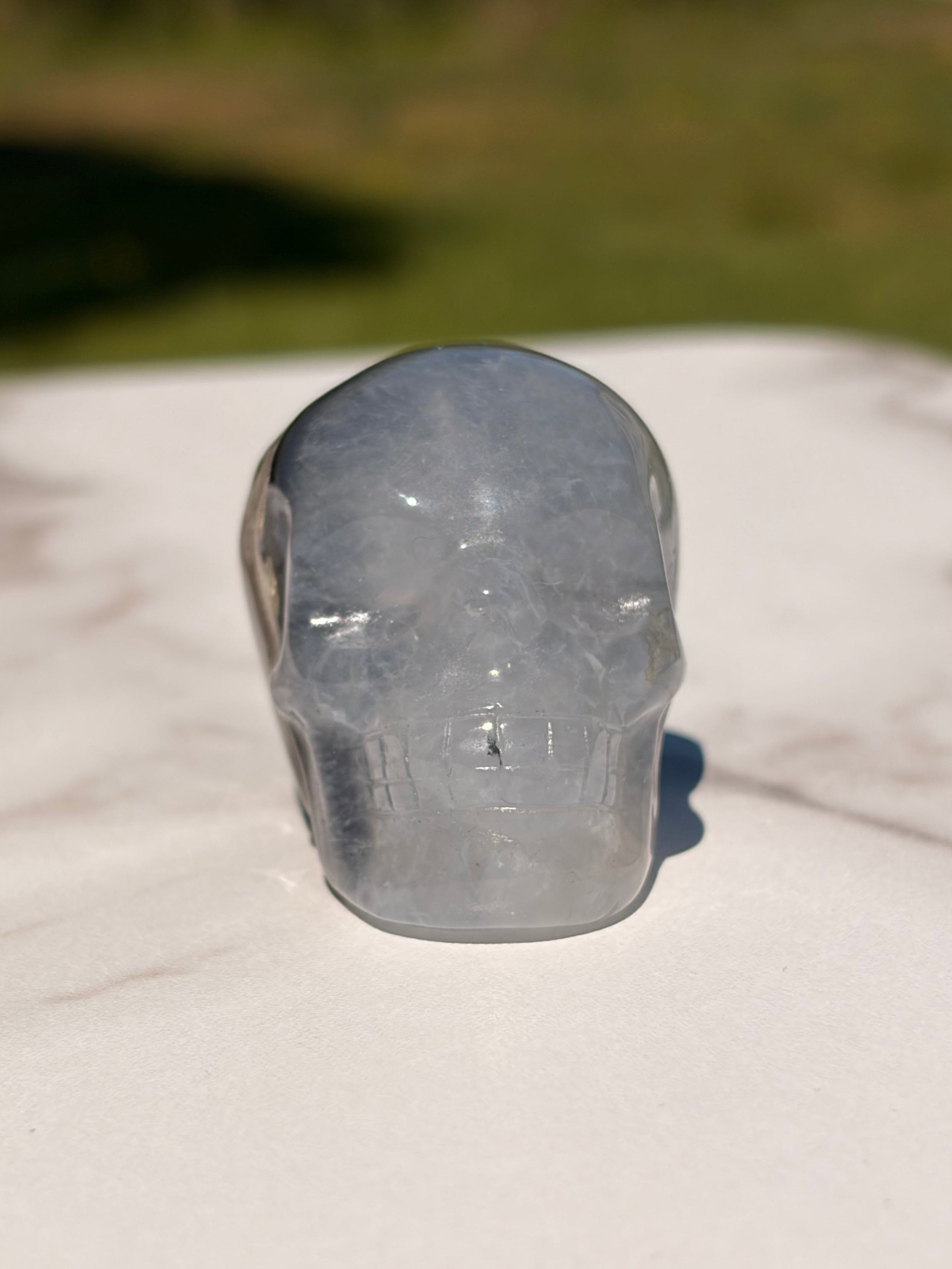Volcano Agate Skull Carving