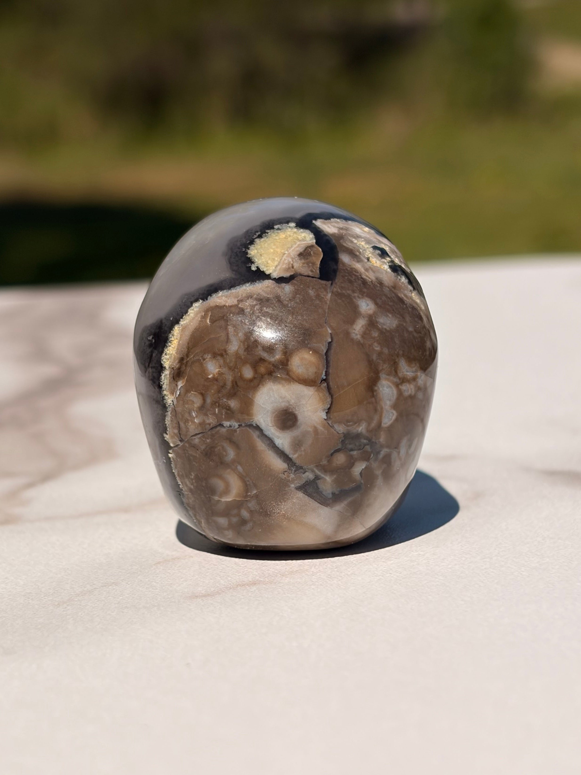 Volcano Agate Skull Carving