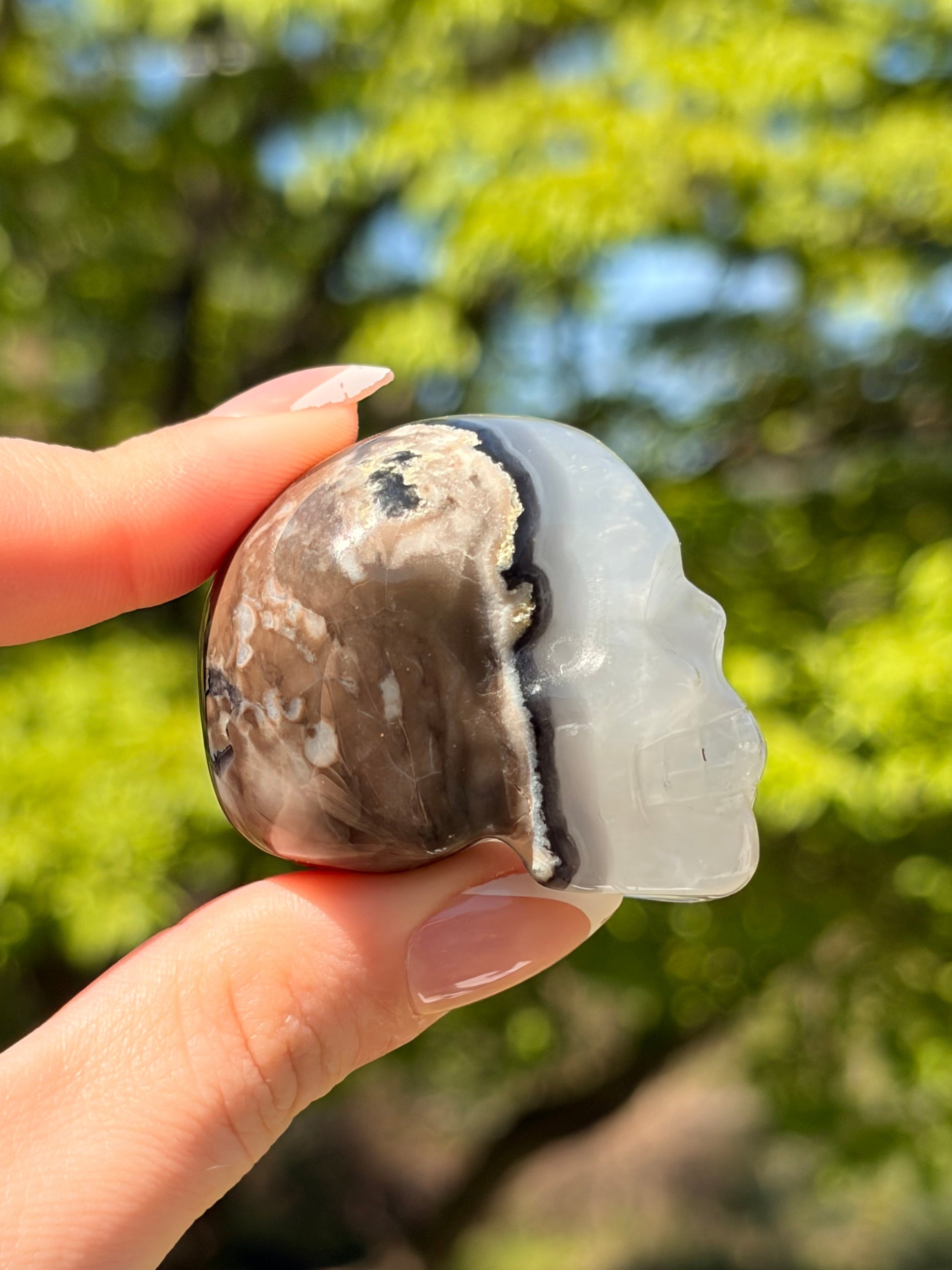Volcano Agate Skull Carving