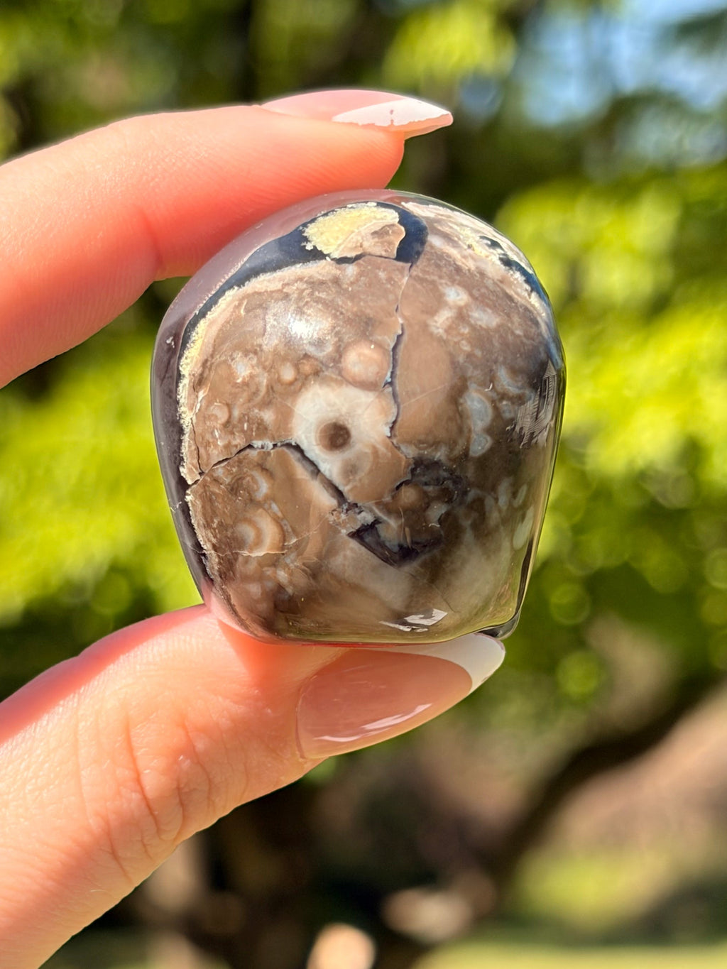Volcano Agate Skull Carving
