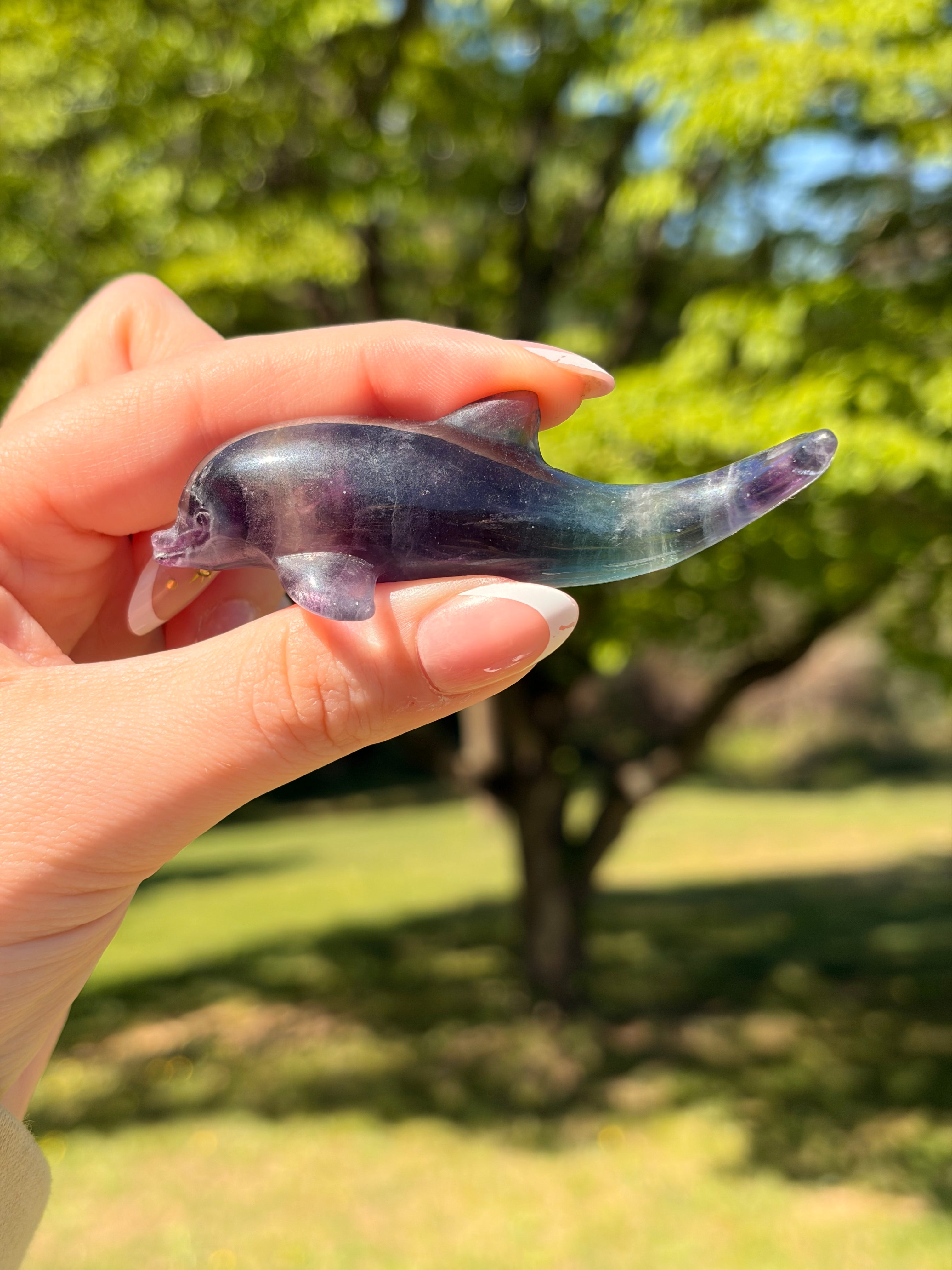 Purple Fluorite Dolphin Carving