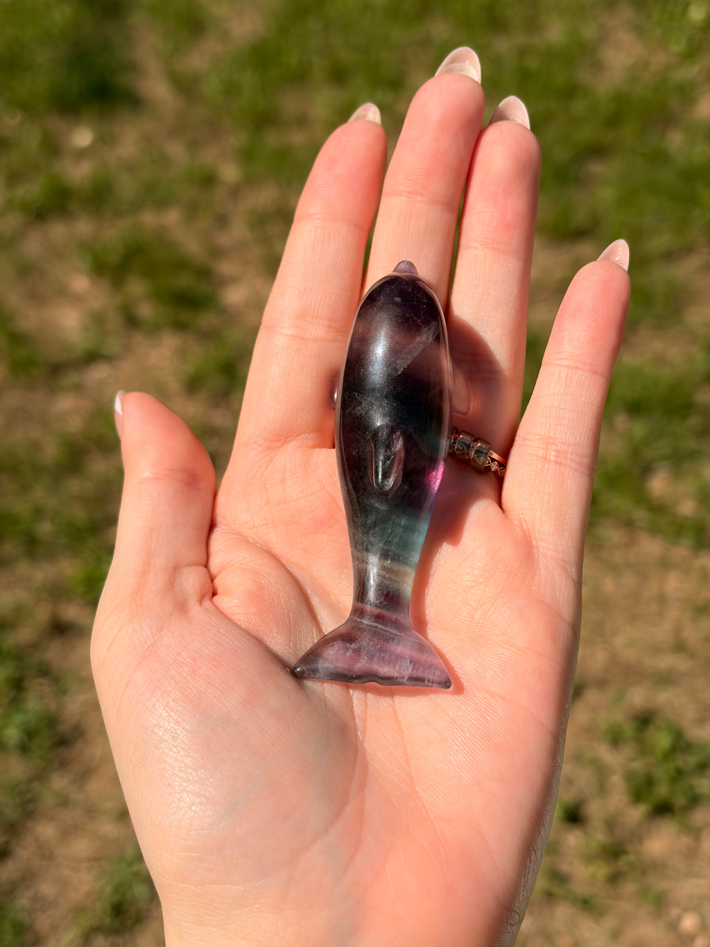 Purple Fluorite Dolphin Carving
