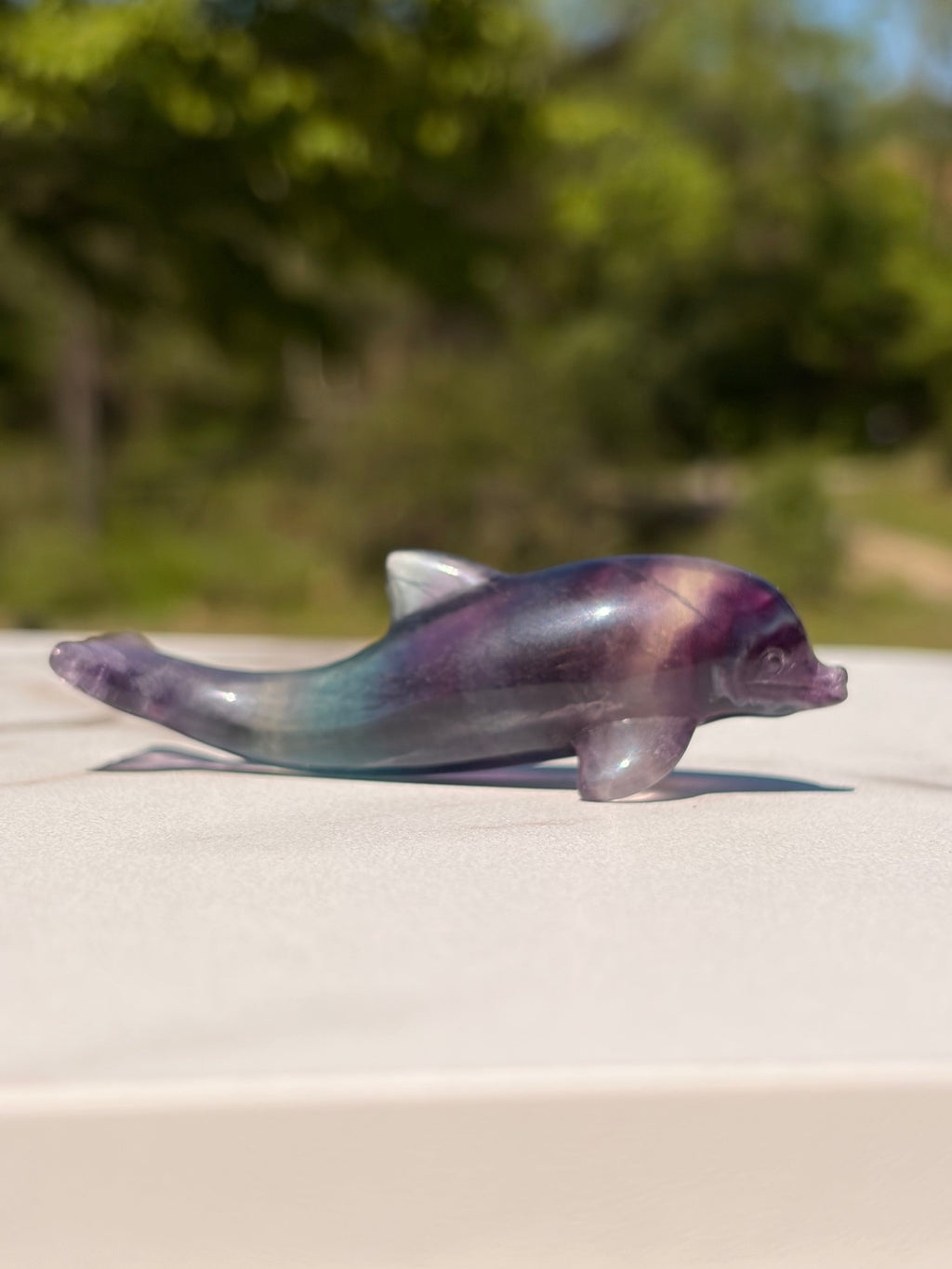 Purple Fluorite Dolphin Carving