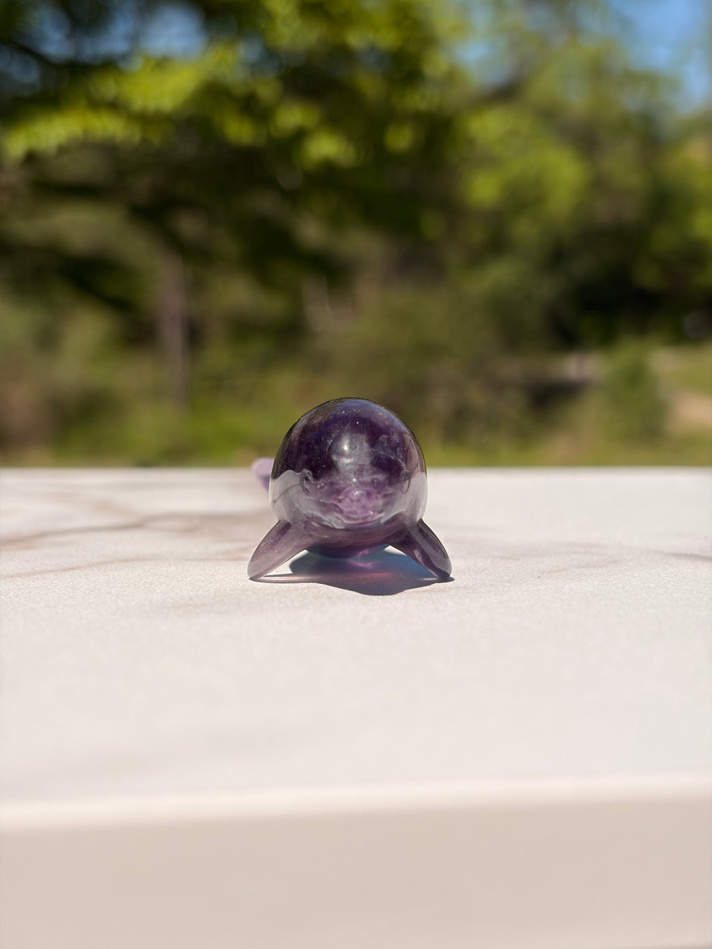 Purple Fluorite Dolphin Carving