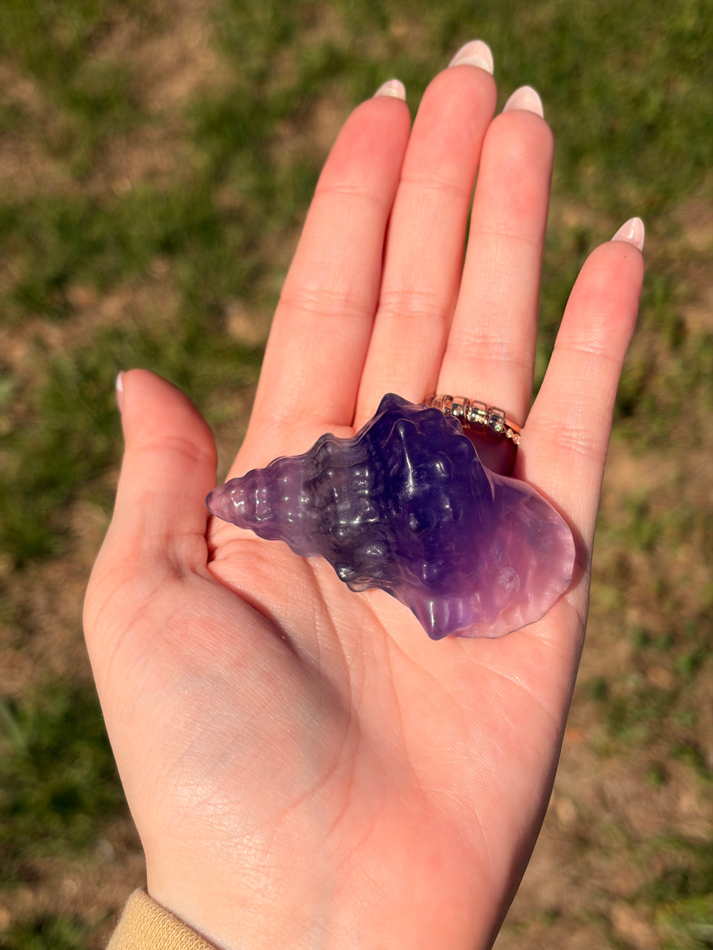 Purple Fluorite Sea Shell Carving