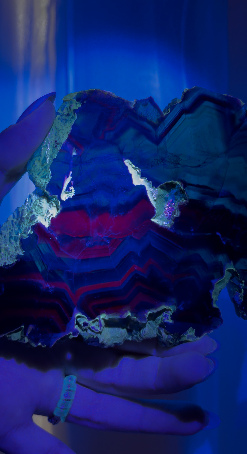 Black Rose Fluorite Slab | UV Reactive