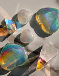 Aura Coated Clear Quartz Heart Carving | Imperfect