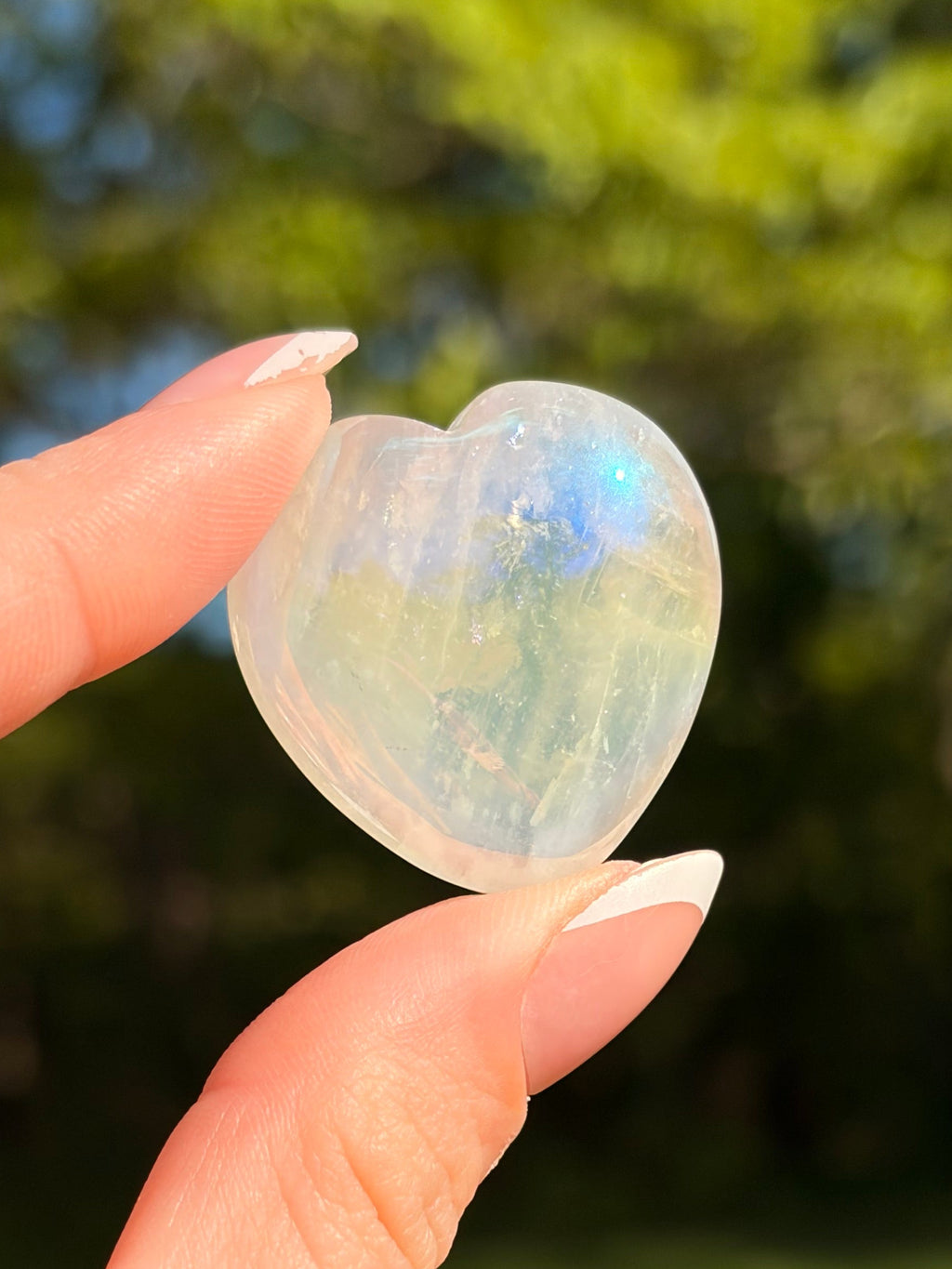 Aura Coated Mini Clear Quartz Heart Carving | Intuitively Chosen
