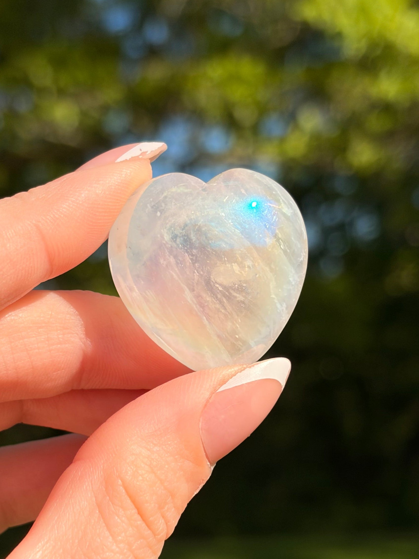 Aura Coated Mini Clear Quartz Heart Carving | Intuitively Chosen