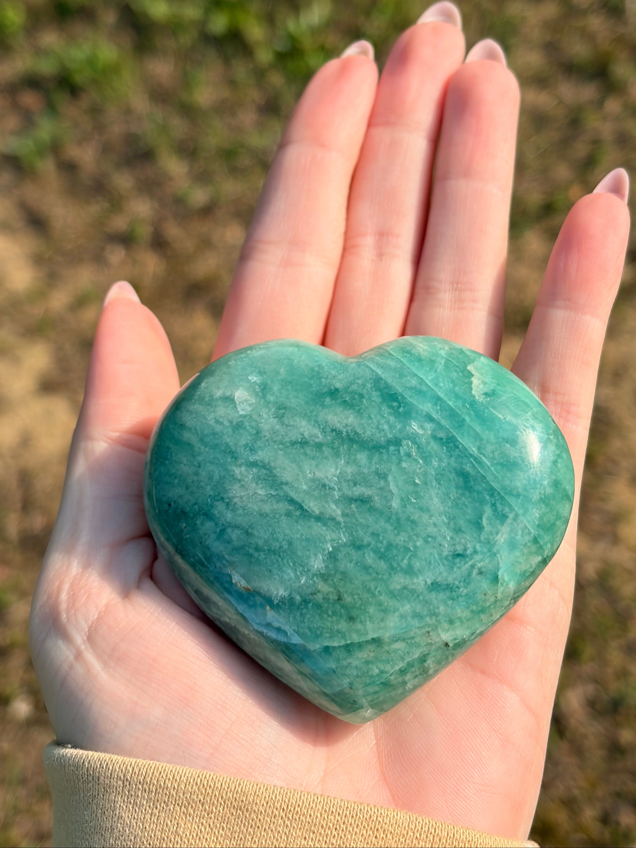 Amazonite Heart Carving