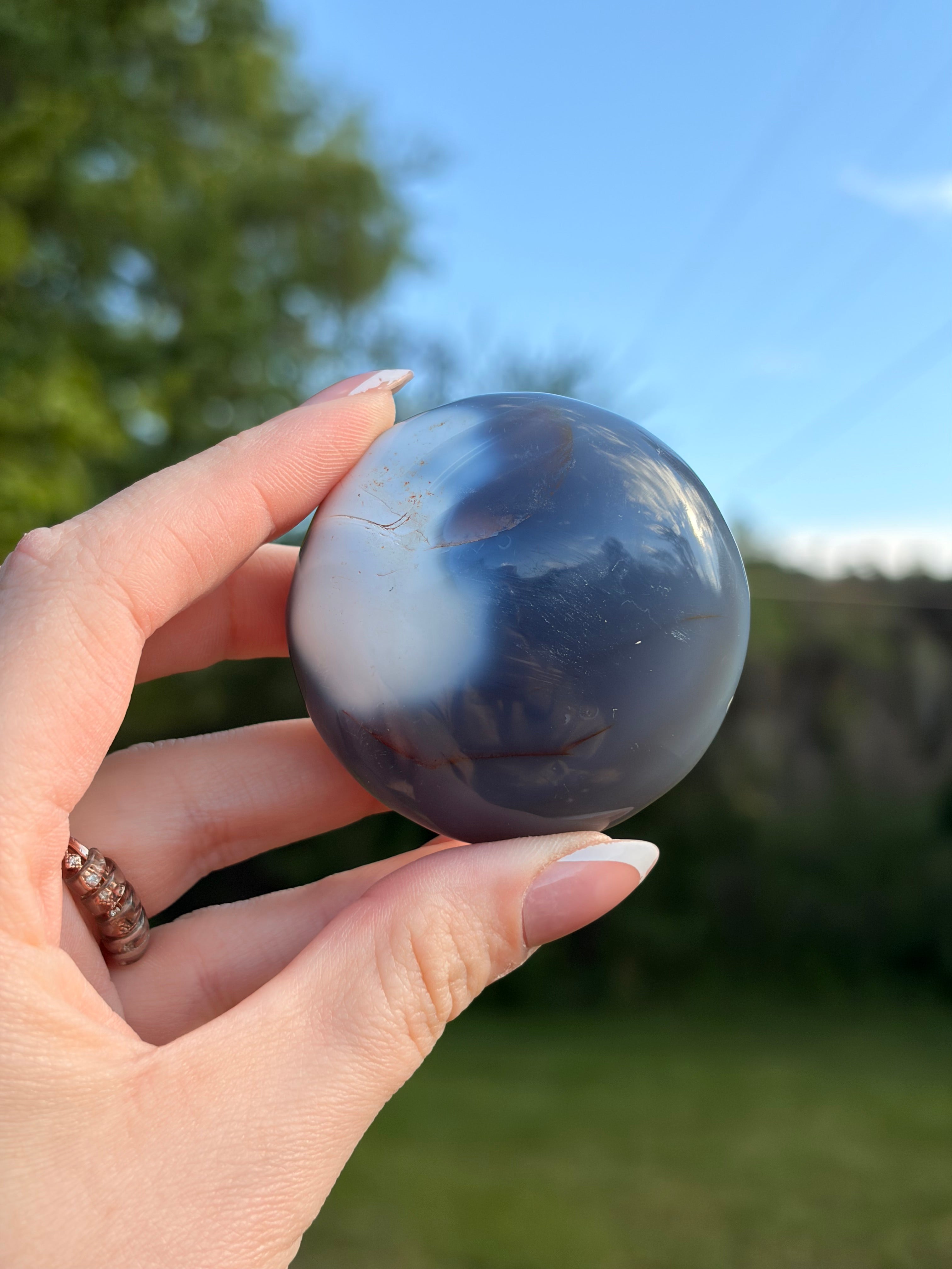 Orca Agate Palm Stones
