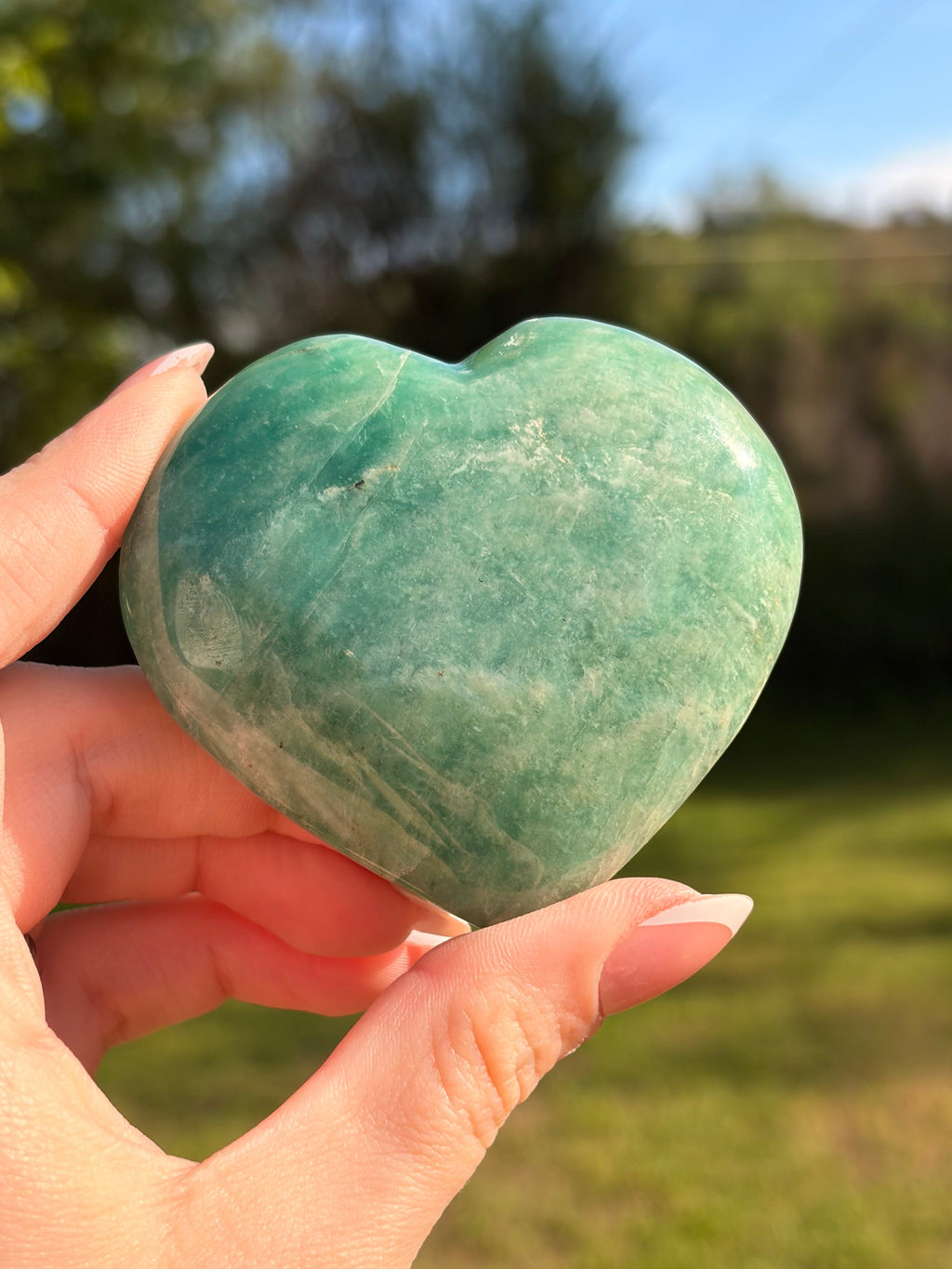 Amazonite Heart Carving