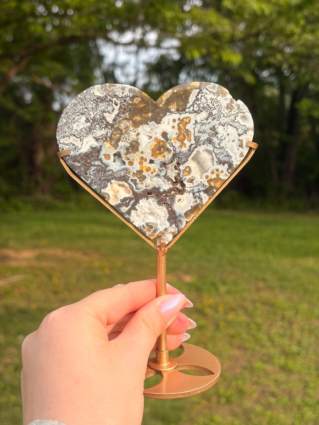 Ocean Jasper Hearts w/ Stand